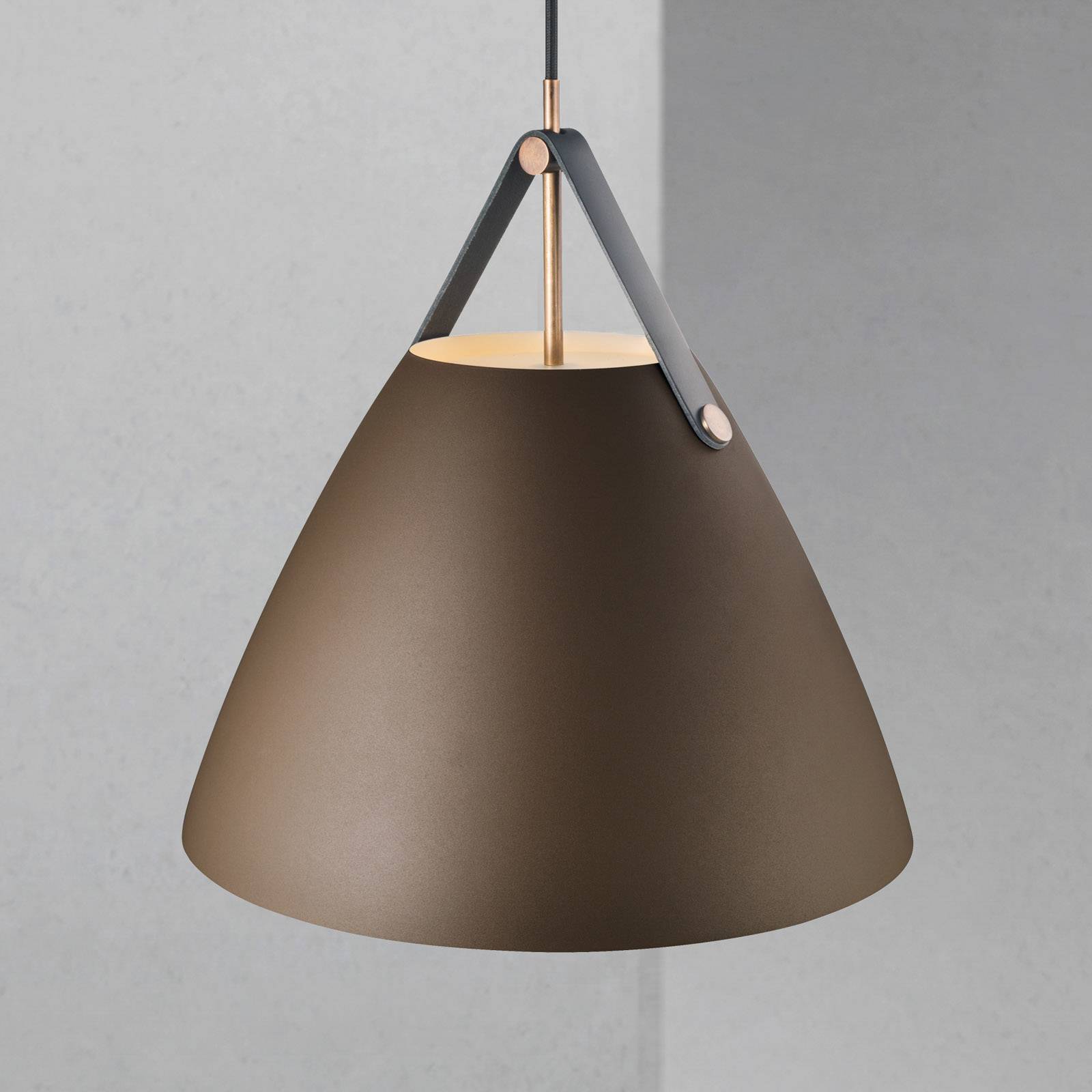 Hänglampa Strap med metallskärm beige, 36 cm