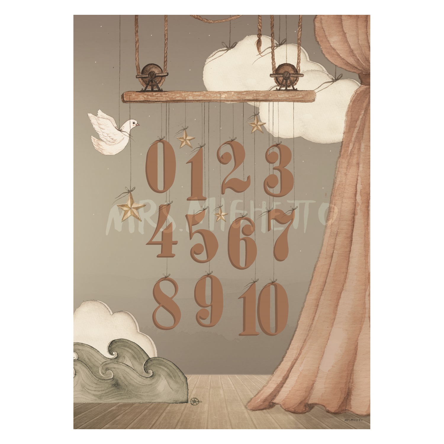 123 Poster 50 x 70 cm, Mrs. Mighetto