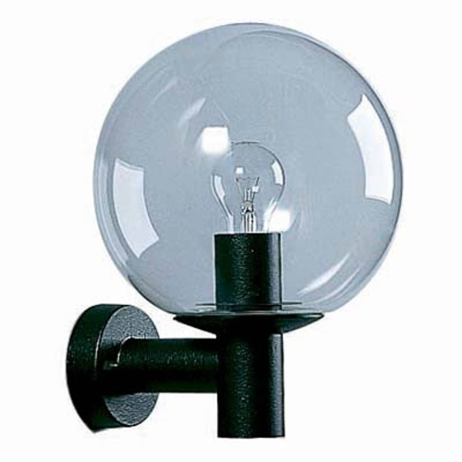 Utomhusvägglampa svart, med kristallglas