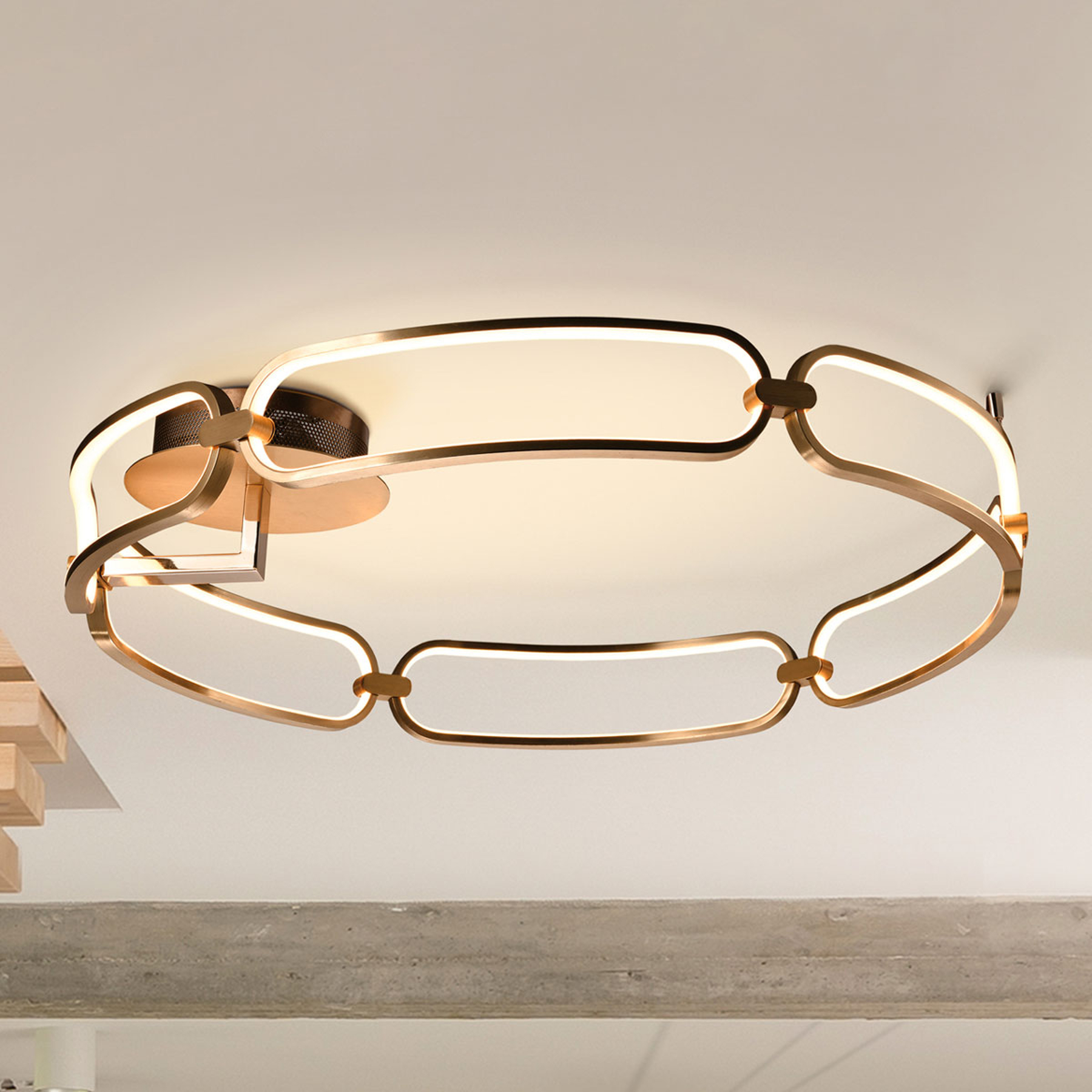 LED-taklampa Colette, 6 lampor, roséguld