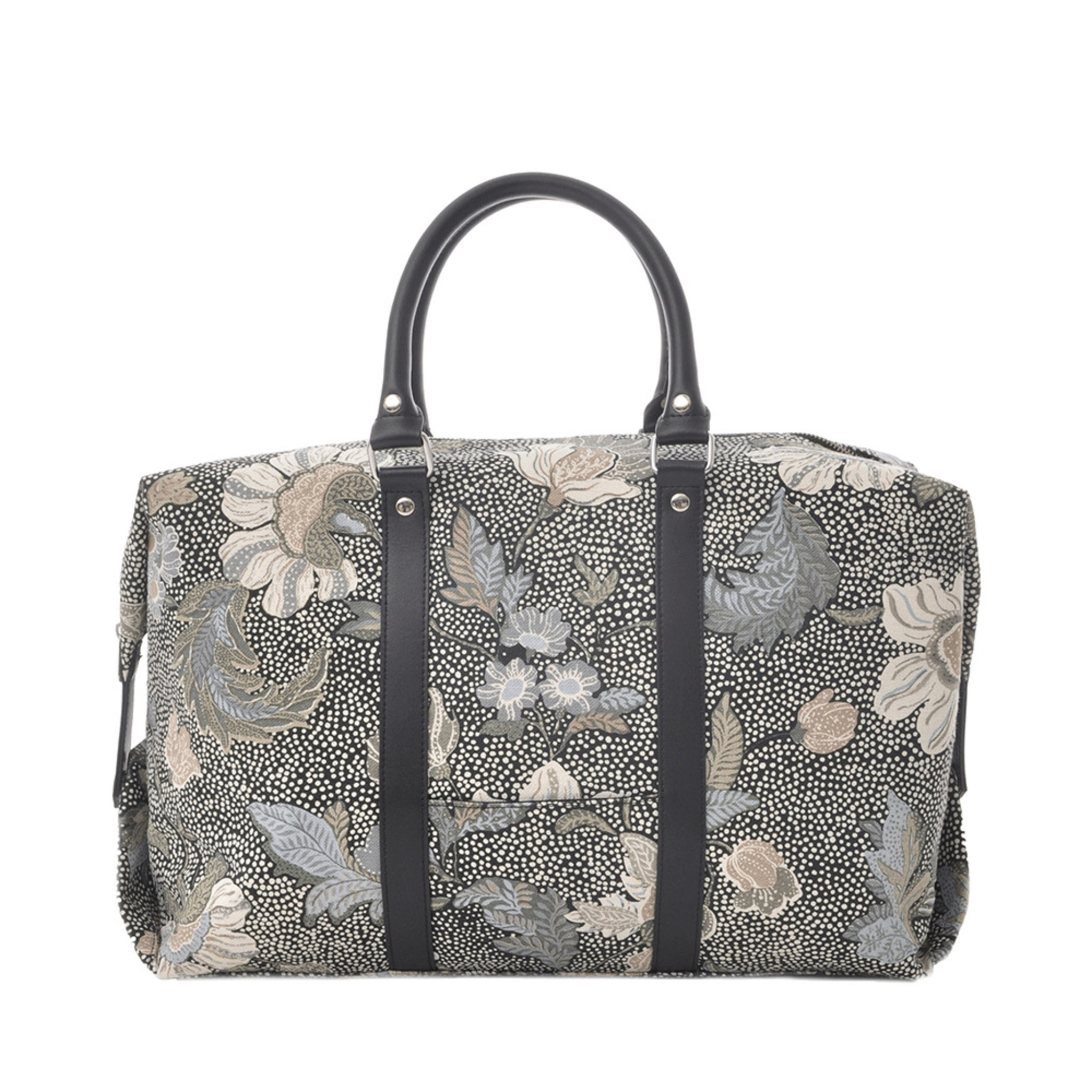 Boston Bag Black Flower Linen