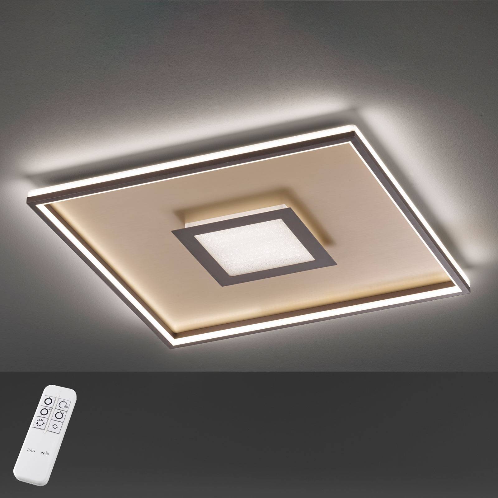 LED-taklampa Bug fyrkantig, rost 40 x 40 cm
