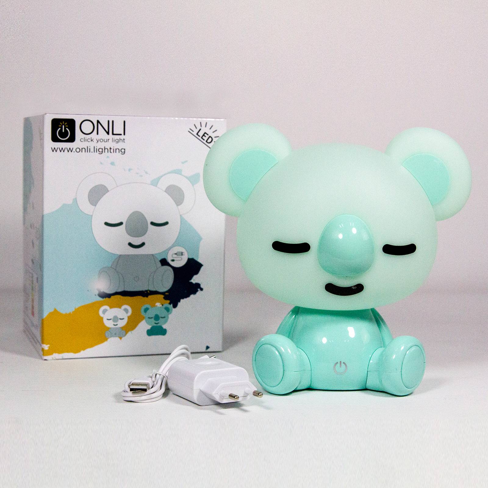 LED-bordslampa Koala till barnrummet, grön