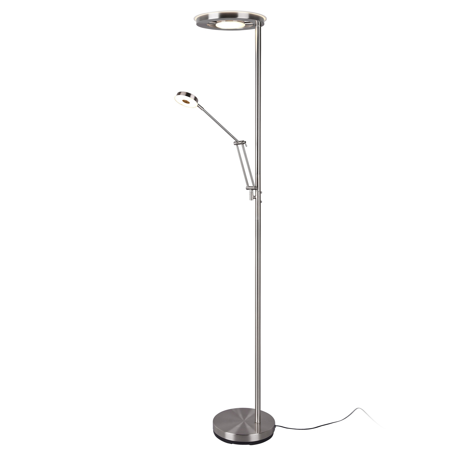 LED-uplight-golvlampa Barrie läslampa, matt nickel