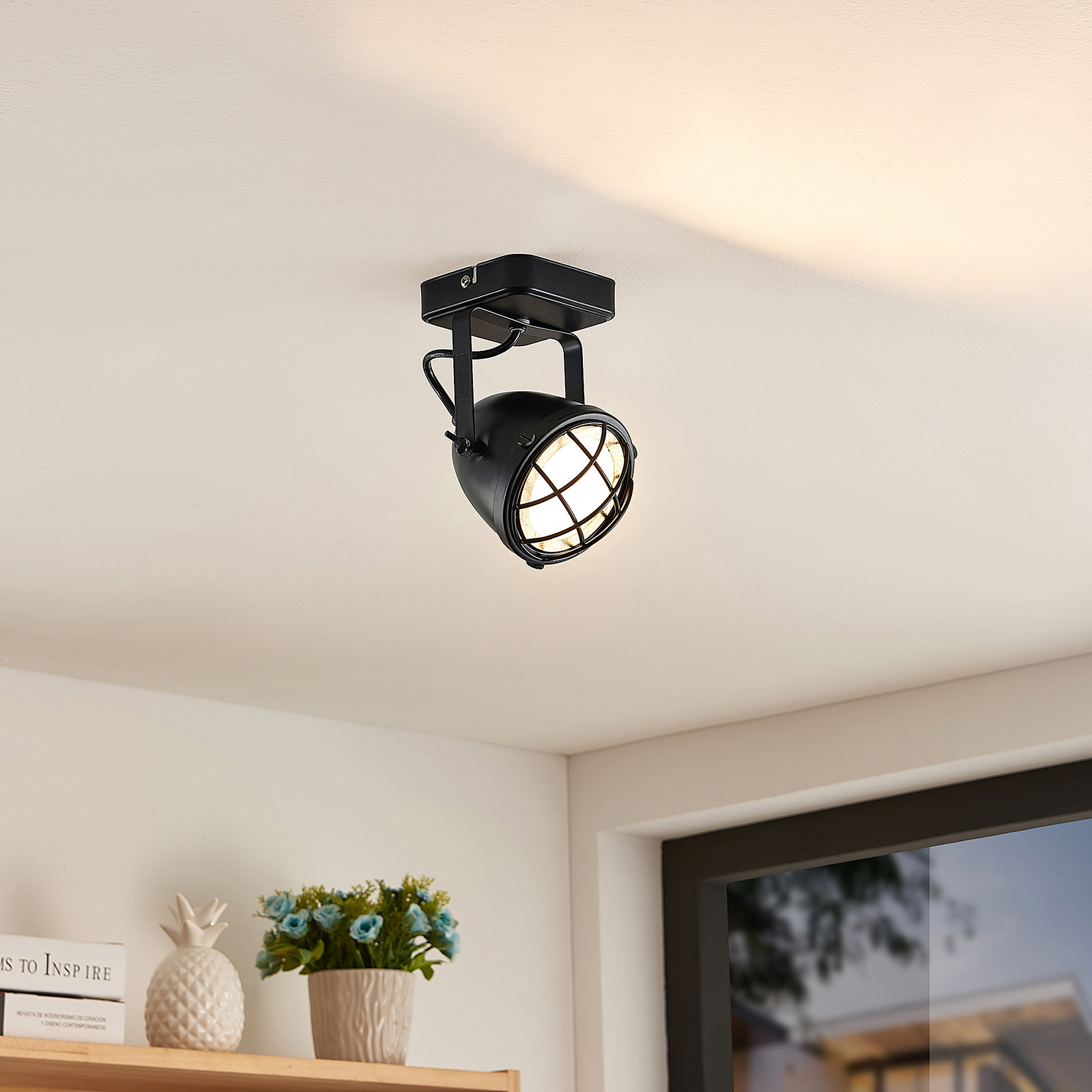 Lindby Biona LED-takspotlight guldring, 1 lampa