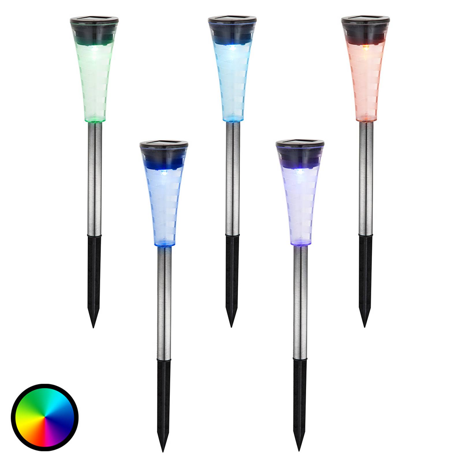 5-pack solarlampor Navin med RGB-färgväxel