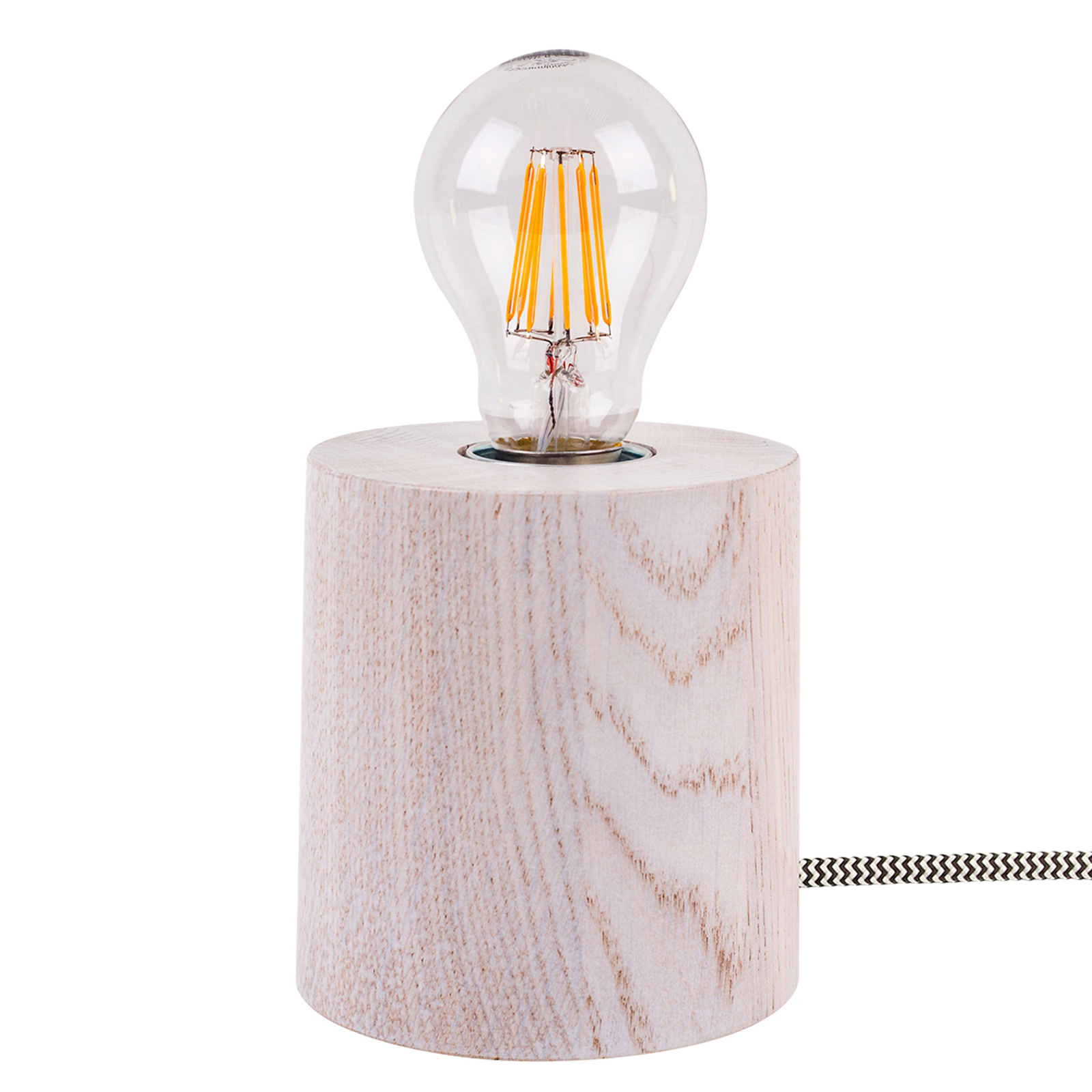 Bordslampa Trongo cylinder vit kabel svart vit