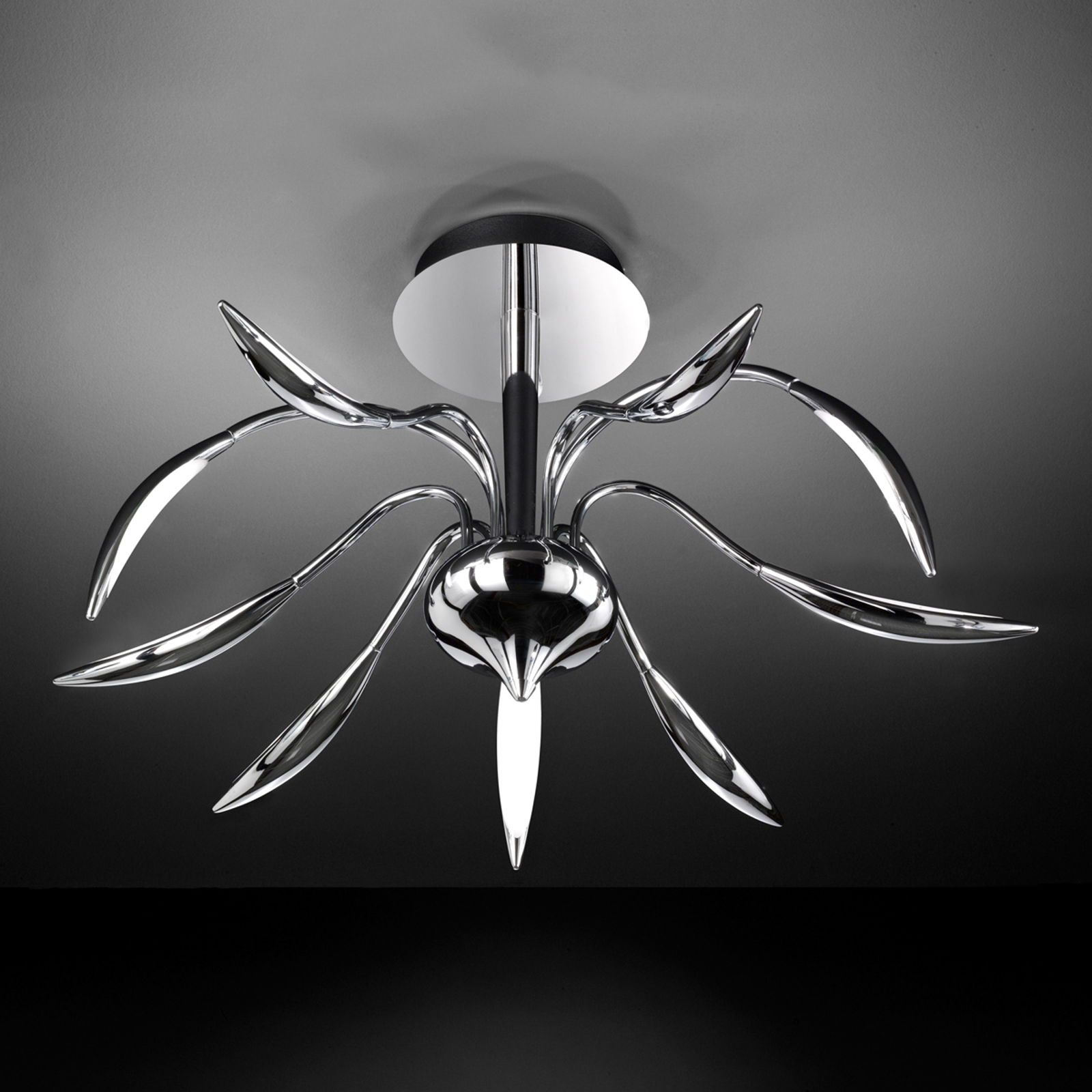 LED-taklampa Hampton, dimbar, krom, 9 lampor