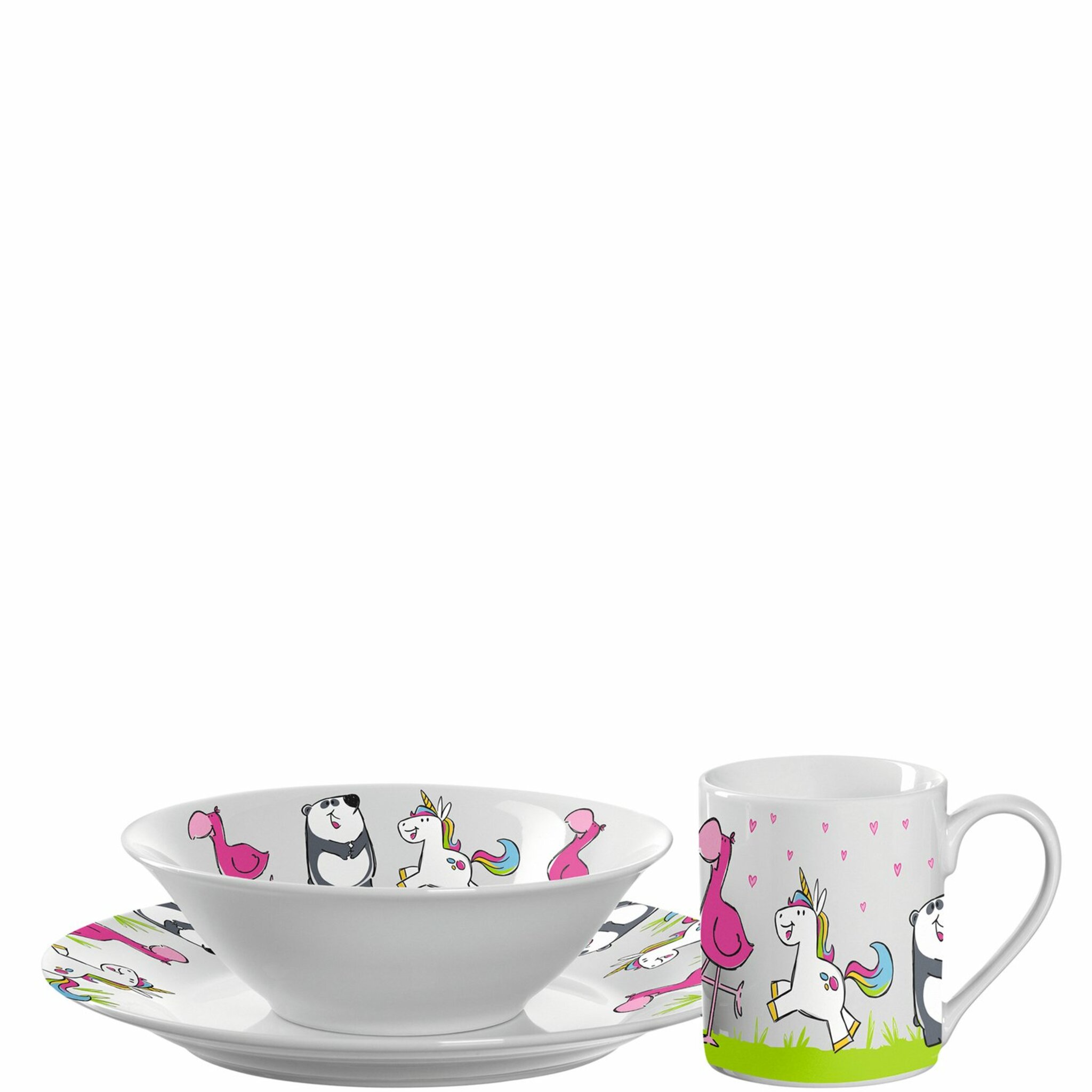 Bambini Set 3 delar Glas, Tallrik, Skål