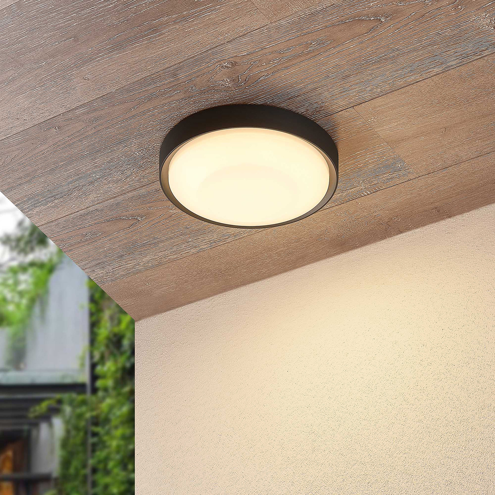 Lucande Lare LED-utomhustaklampa, Ø 25 cm