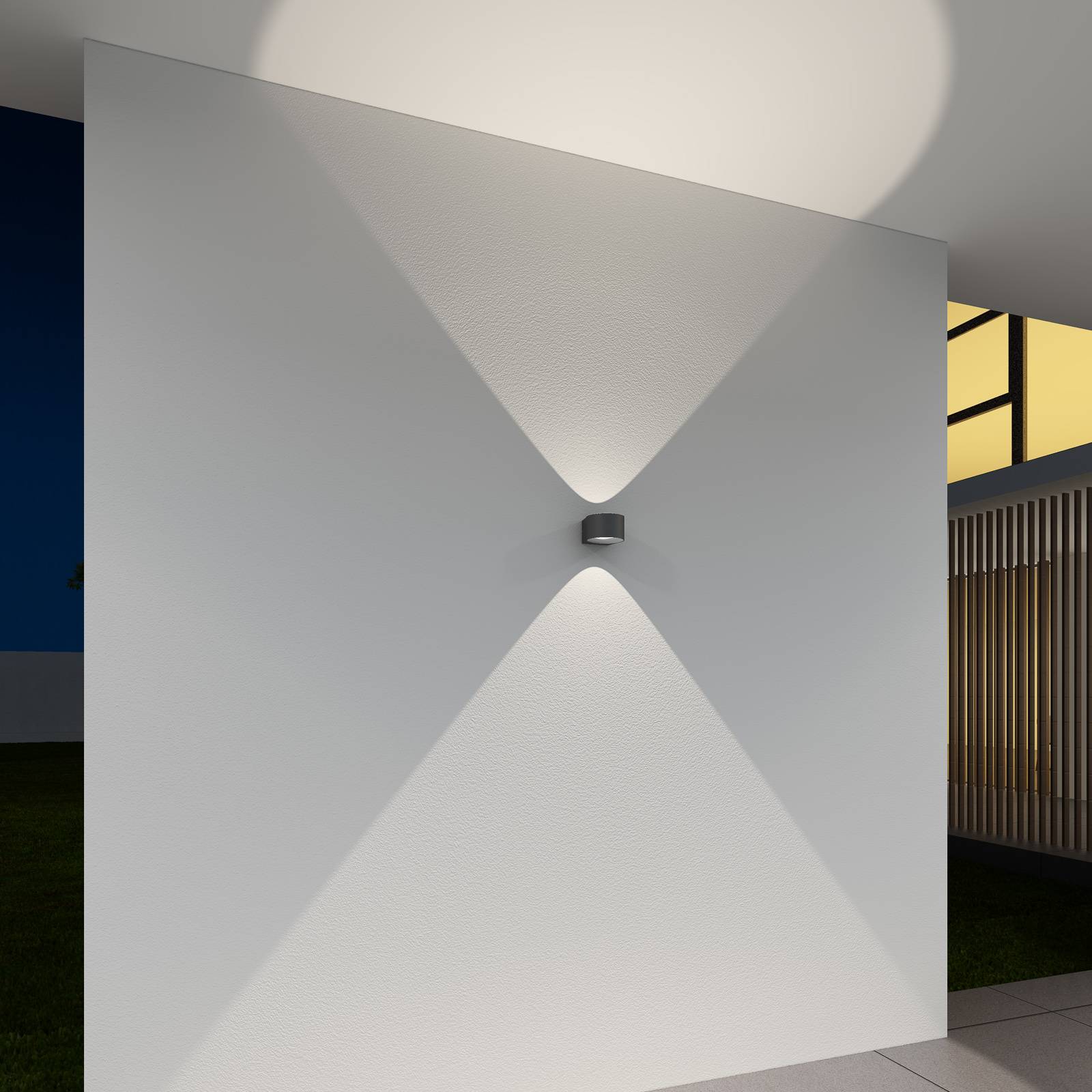 LED-utomhusvägglampa CMD 9029 med glaslinser