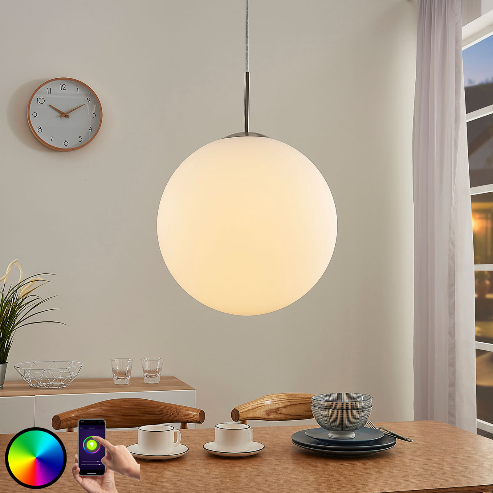 Lindby Smart LED-RGB-pendellampa Rhona, app