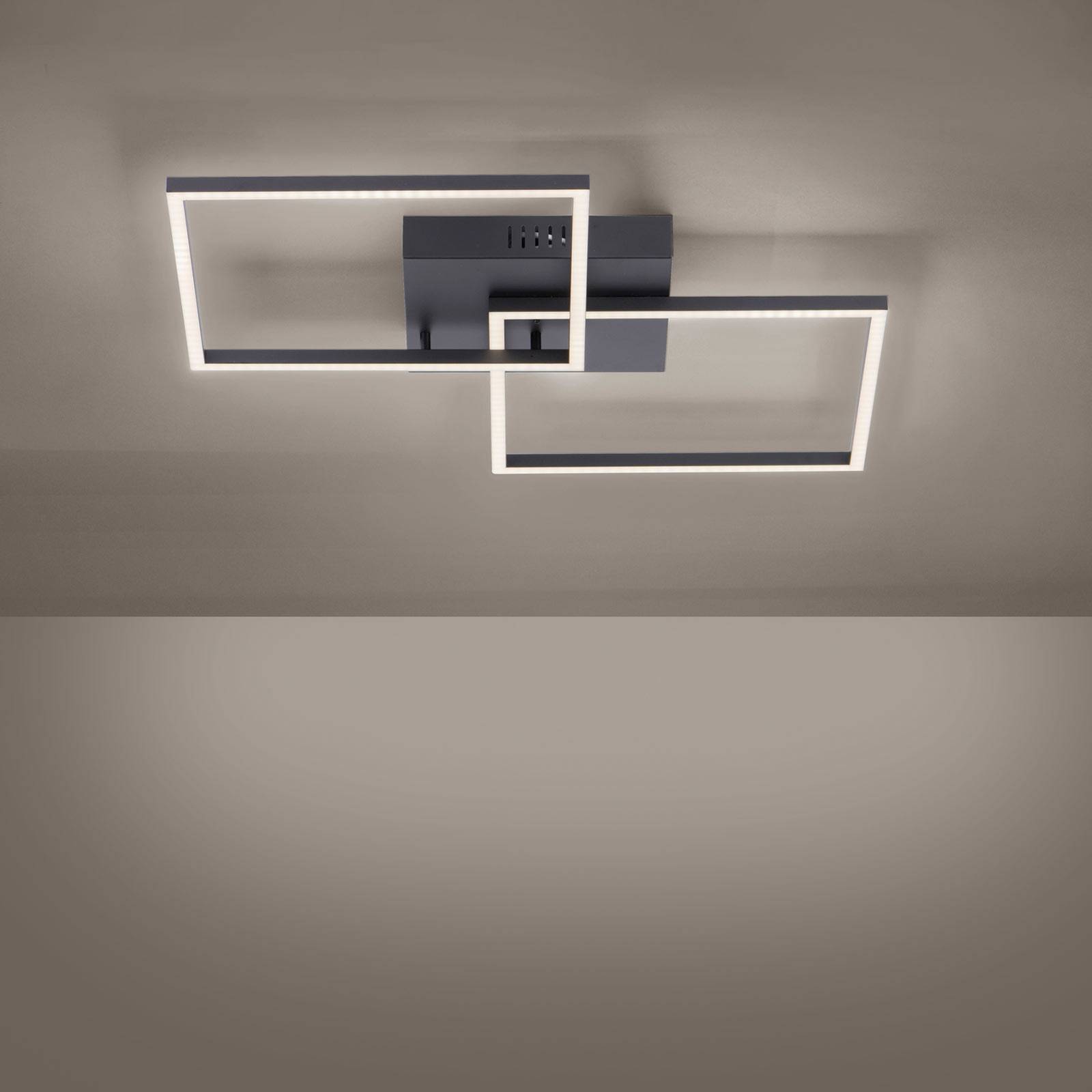 LED-taklampa Iven, svart 2 lampor kvadrat
