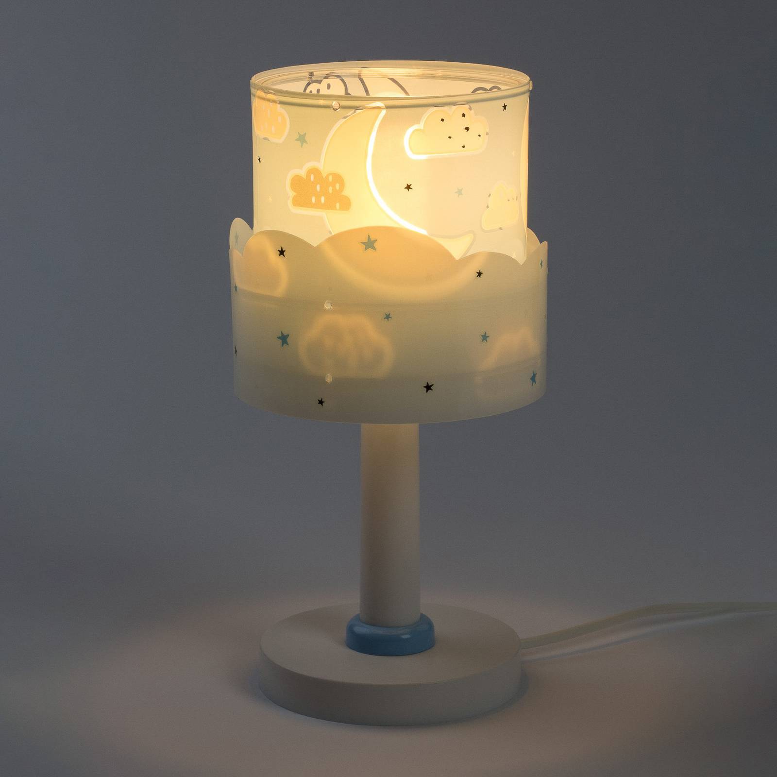 Barnbordslampa Moon, blå