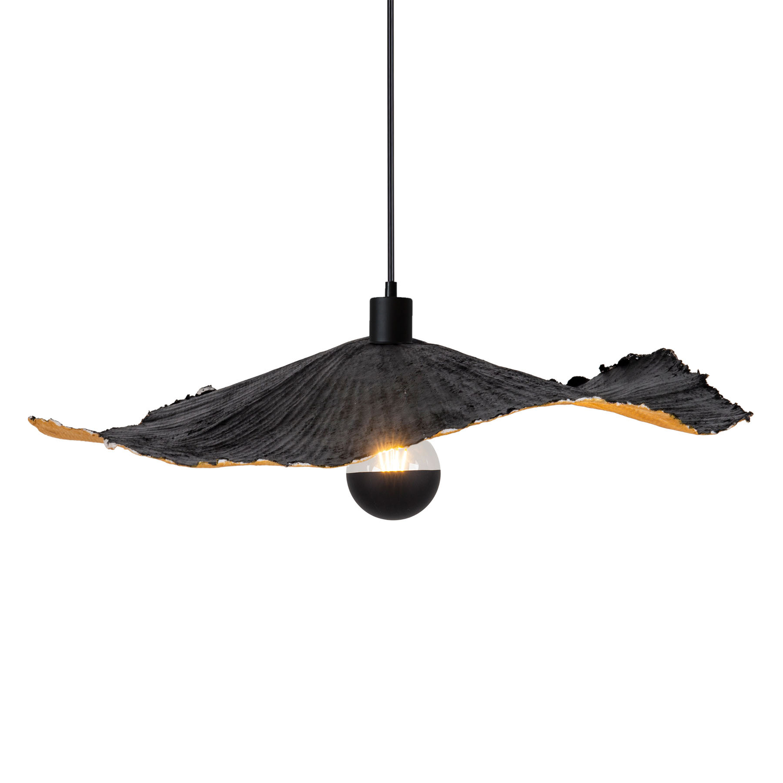Hänglampa Crazy Paper, svart-guld, Ø 56 cm