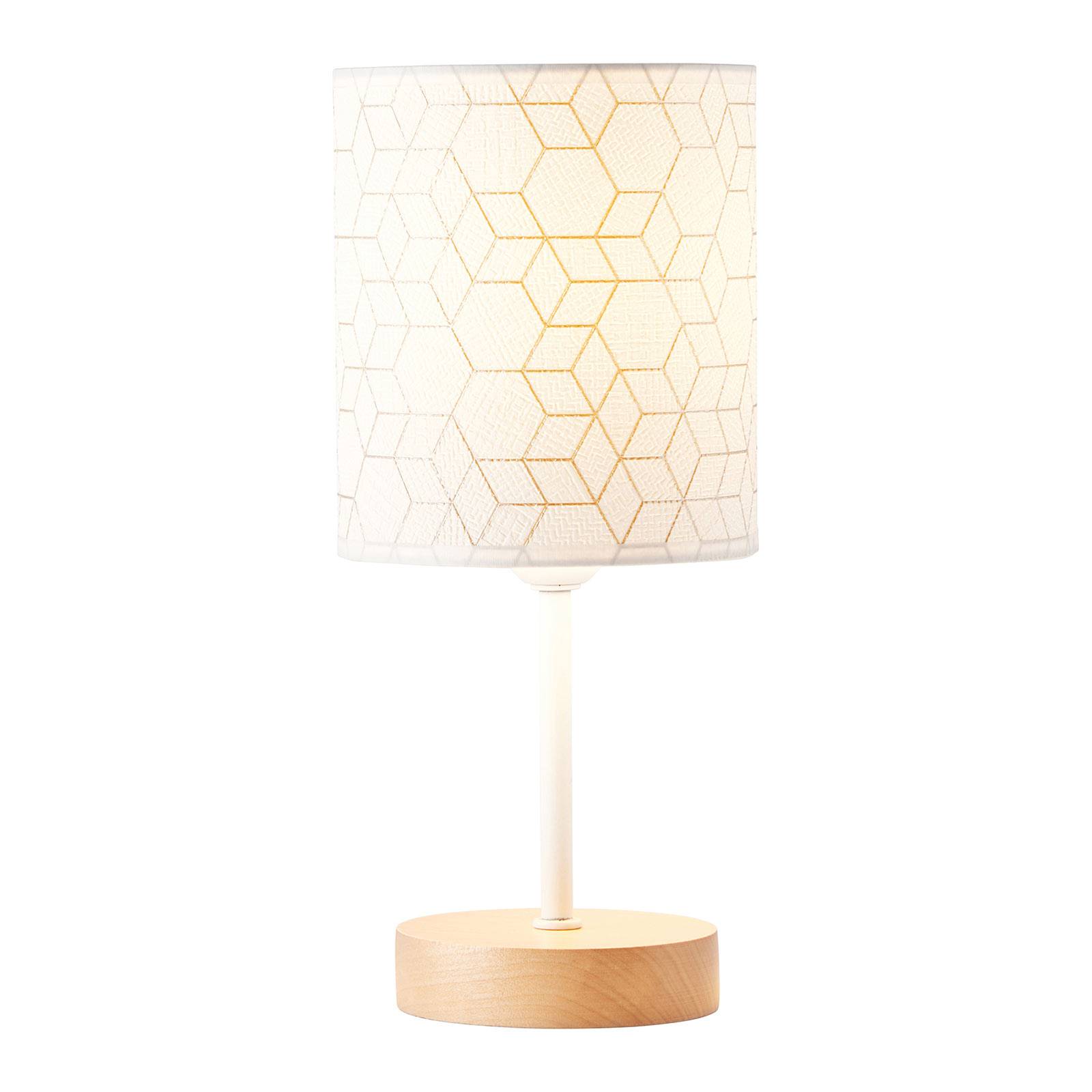 Bordslampa Galance, vit med träfot