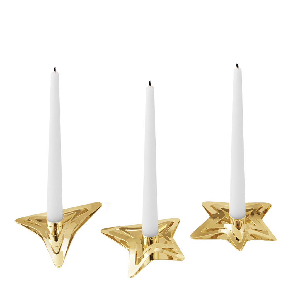 Georg Jensen - 2021 Ljushållare Stjärnor 3-pack Guld Guld