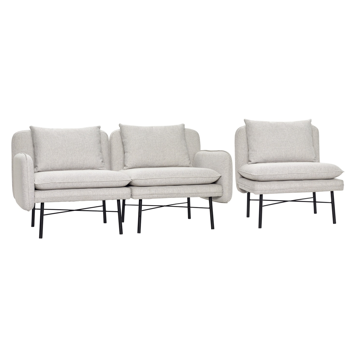 Modulsoffa 3-sits ljusgrå, Hubsch