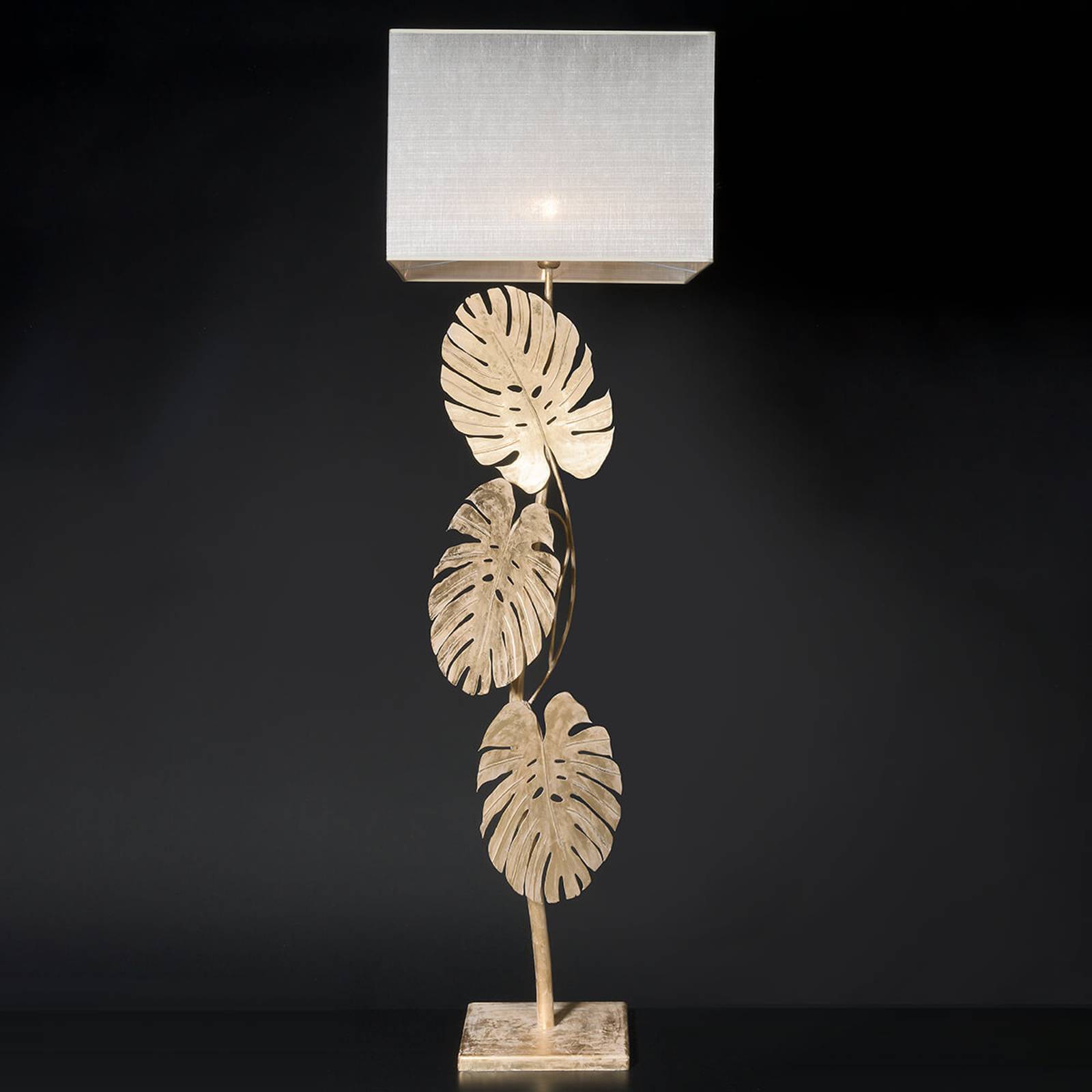 Imponerande golvlampa Lizia med bladguld