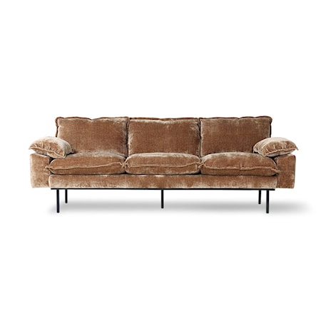Retro Soffa 3-sits Velvet corduroy aged Gold