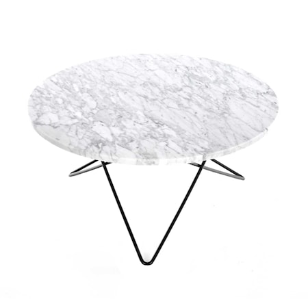 O Table Vit Marmor med Svart Ram Ø80