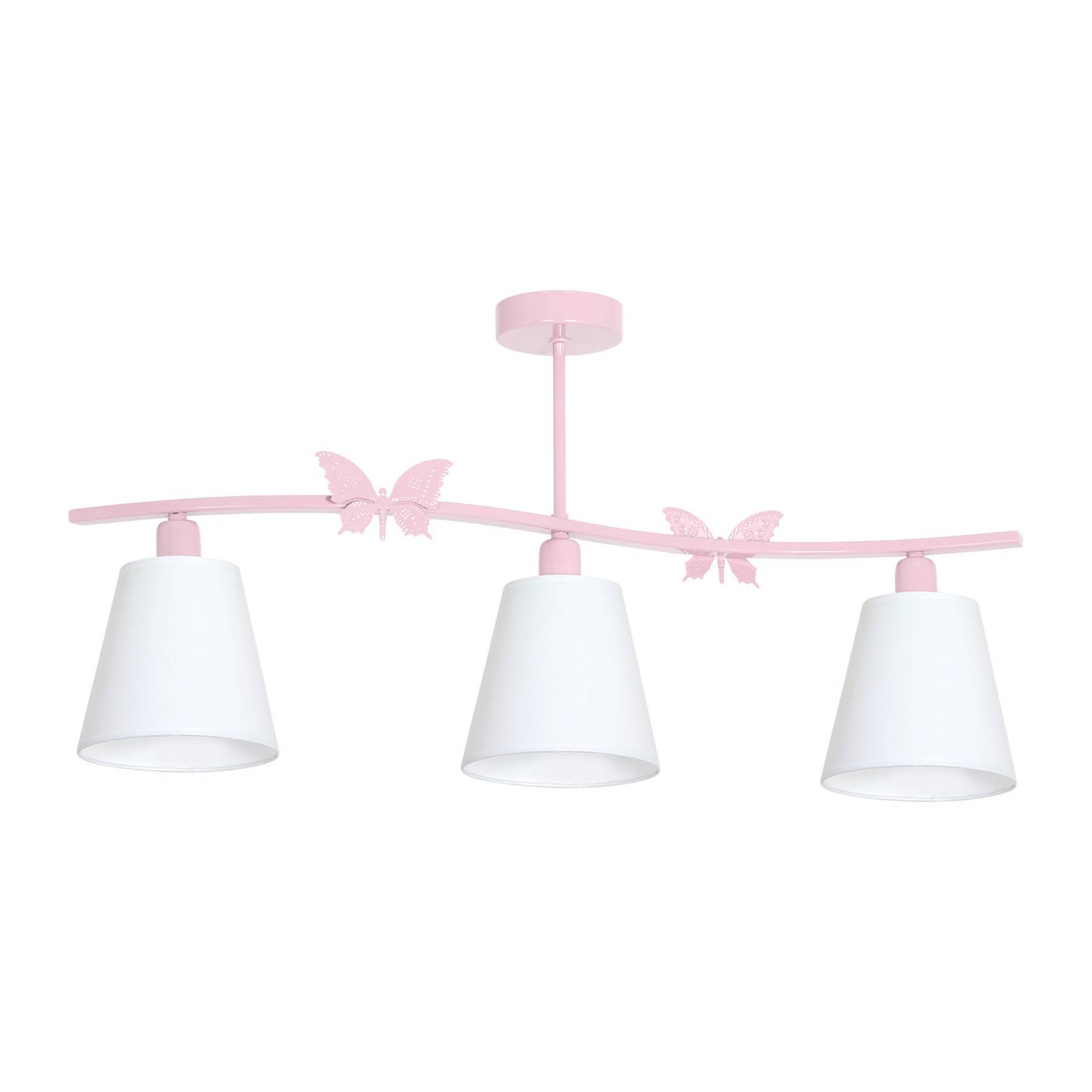 Taklampa Alice, rosa, tre vita skärmar