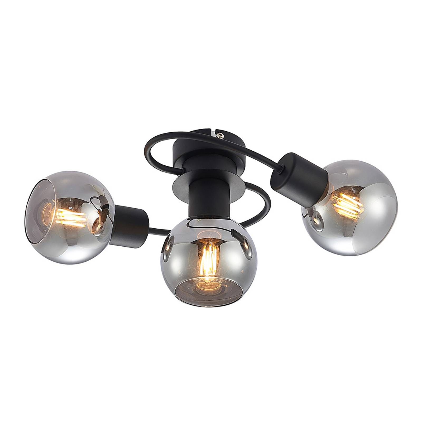 Lindby LED-taklampa Ciala, 3 lampor, svart rök