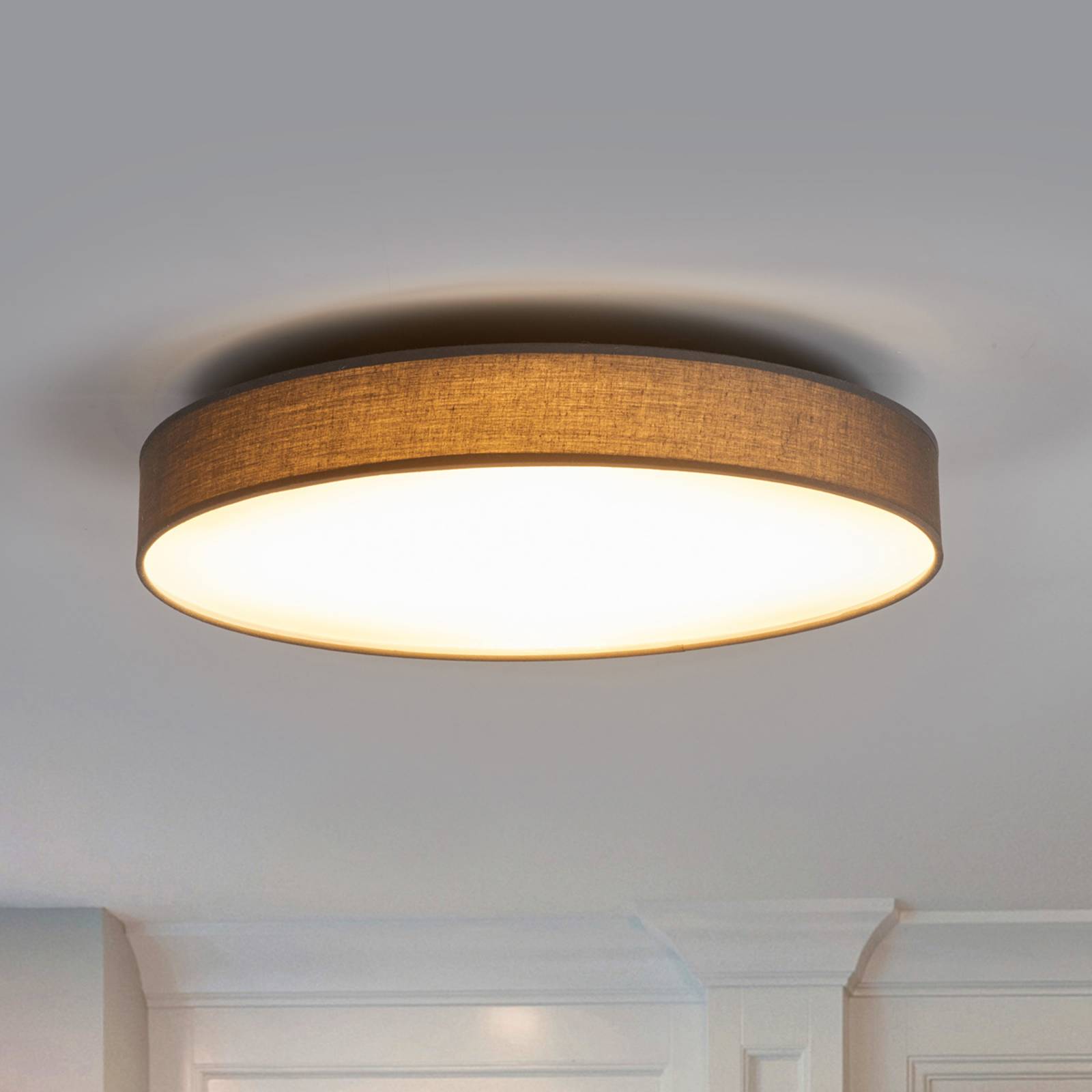 LED-taklampa Saira i textil, 50 cm, grå