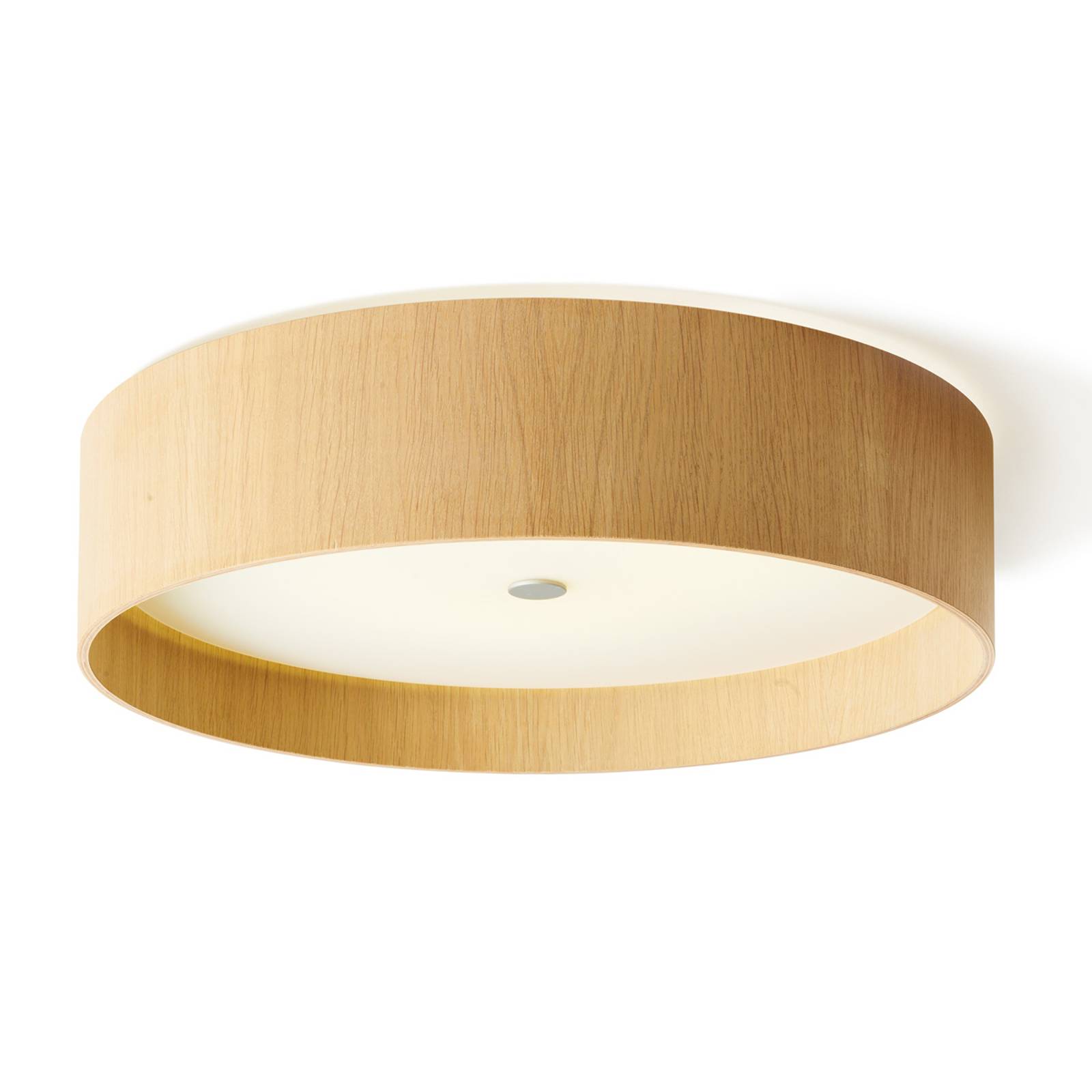 Rund LED-taklampa Lara wood, vitek 55 cm