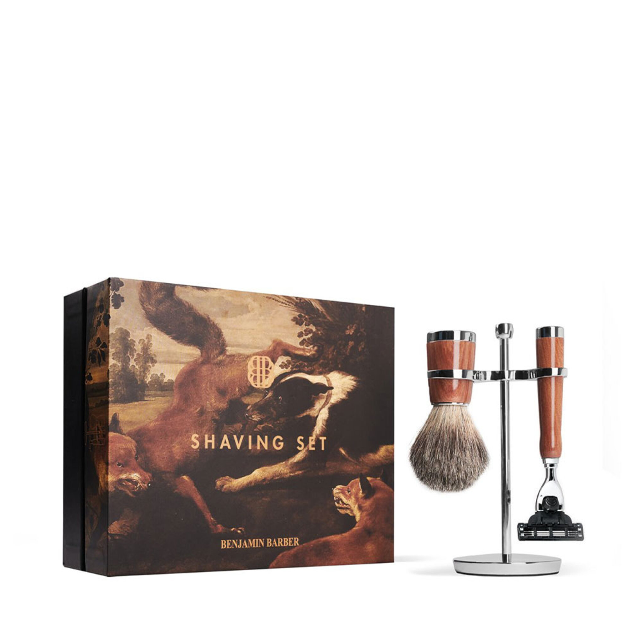 Classic 3-piece Shaving Set Wood Mach3