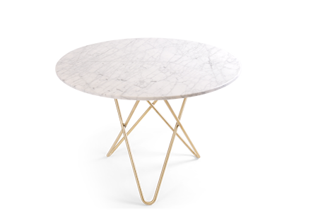 Large O Table Vit Marmor med Mässingram Ø100