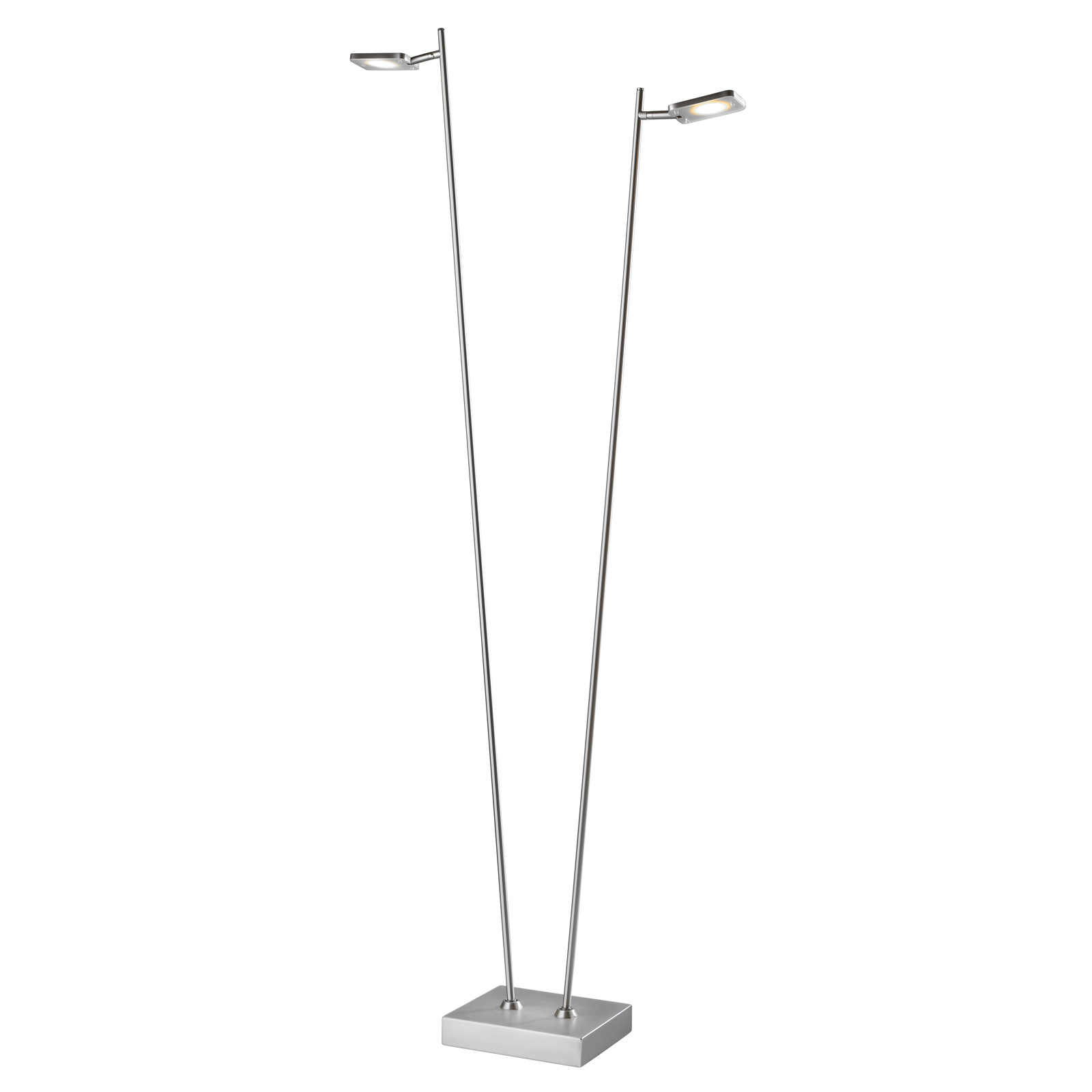 LED-golvlampa Quad, dimmer, 2 lampor, aluminium