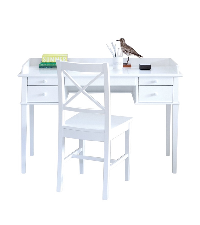 Skrivbord Seaside fem lådor vit, Oliver Furniture