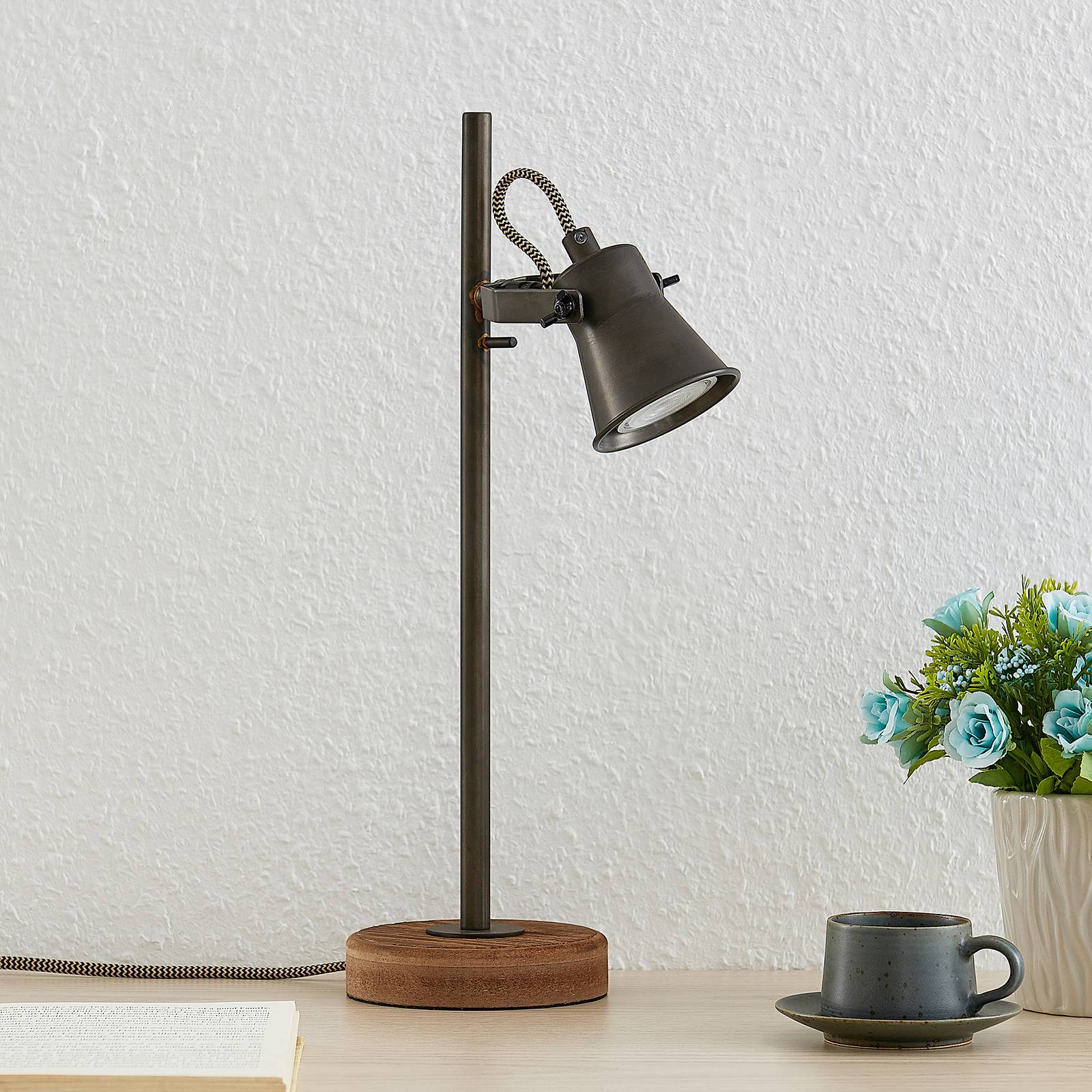 Lindby Grandesa bordslampa med träfot