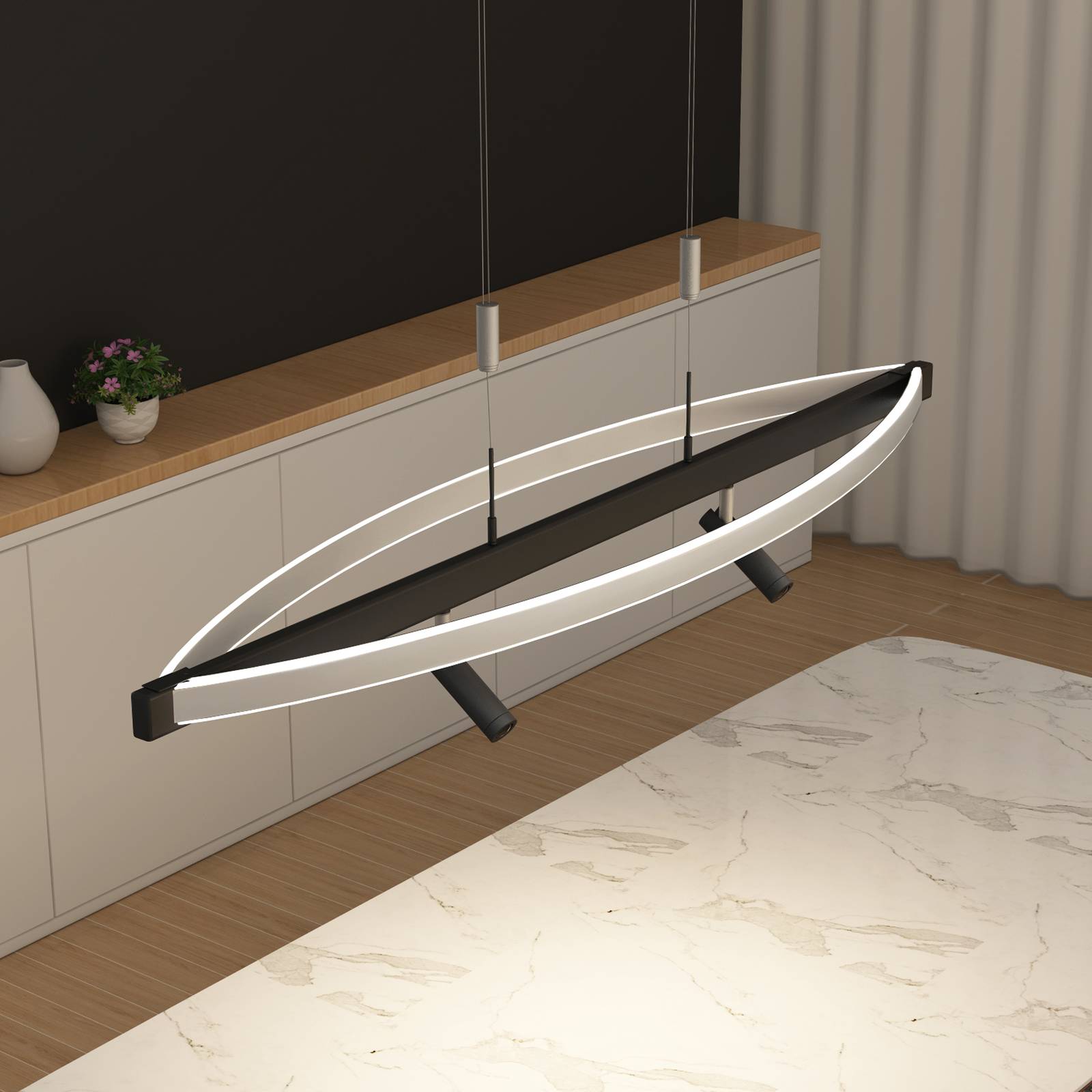 Lucande Matwei LED-hänglampa, oval, nickel