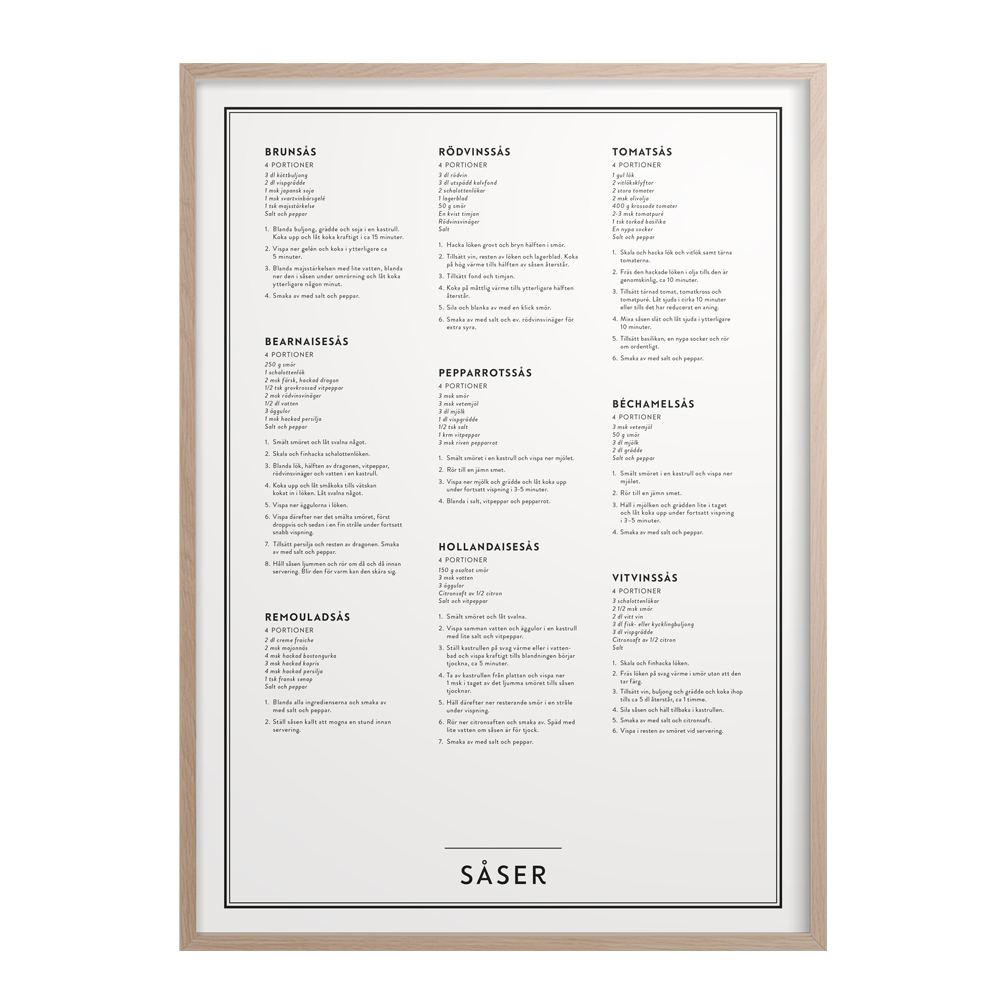 Kunskapstavlan - Poster 50x70 cm Såser