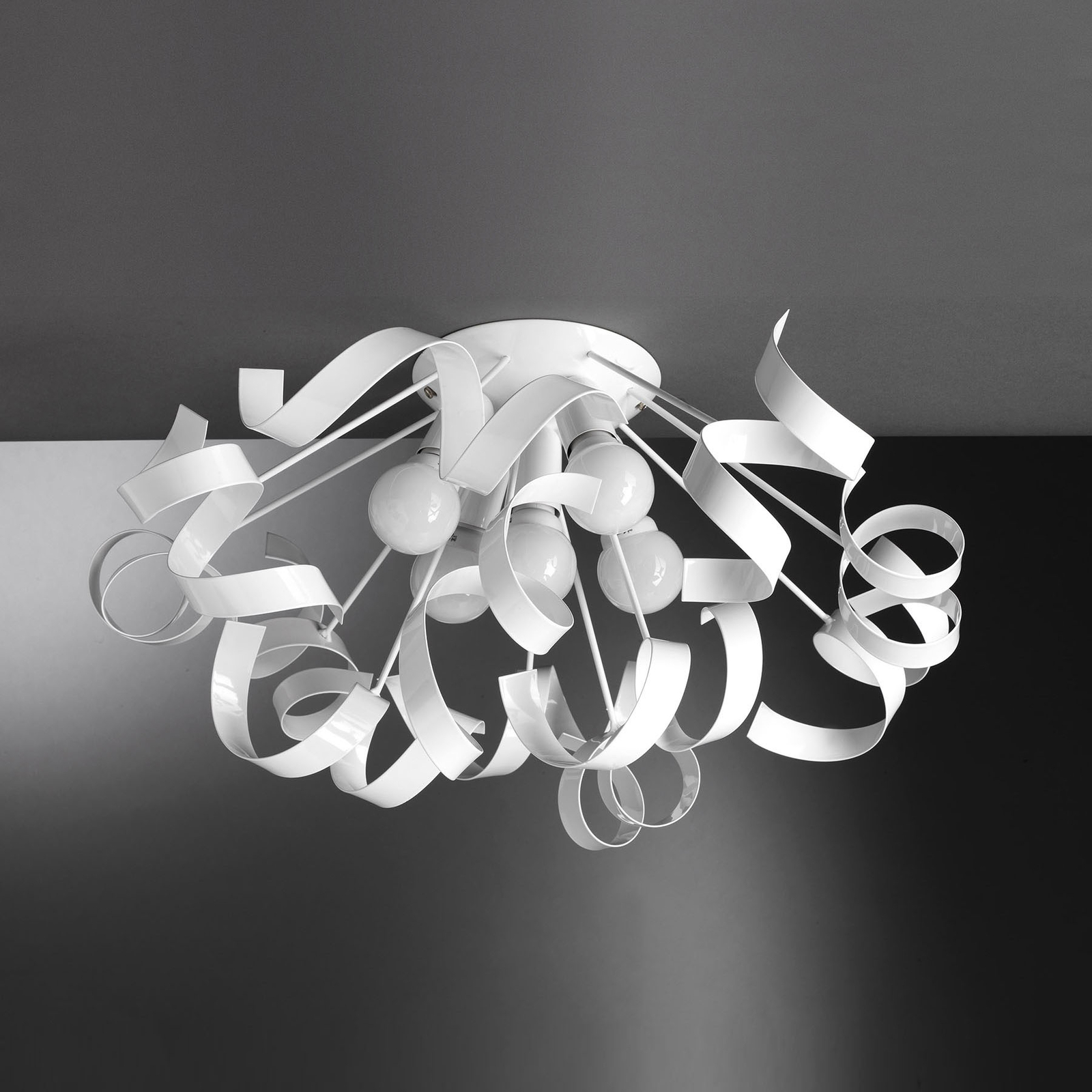 Taklampa Zoe av metall, 5 lampor, vit