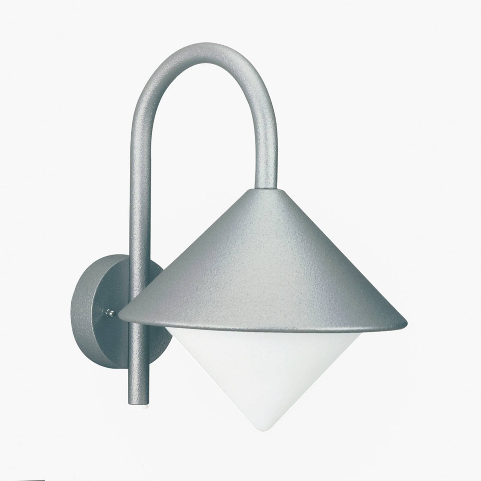 Utomhusvägglampa Julieta i spetsig form, silver