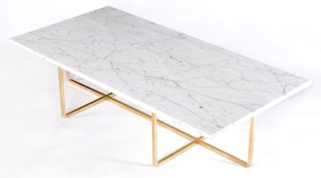 Ninety Table XL - Carrara marmor/mässingsstomme H30 cm