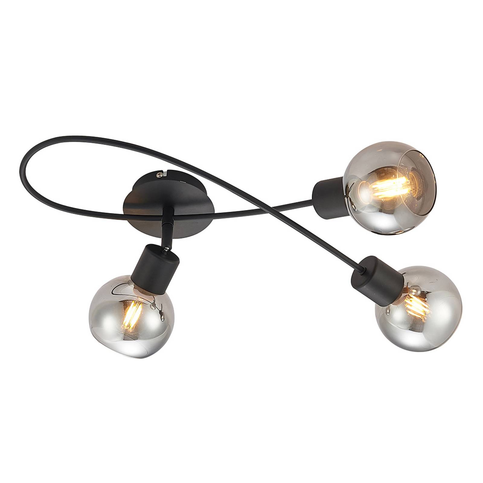 Lindby LED-taklampa Elaina 3 lampor lång svart rök