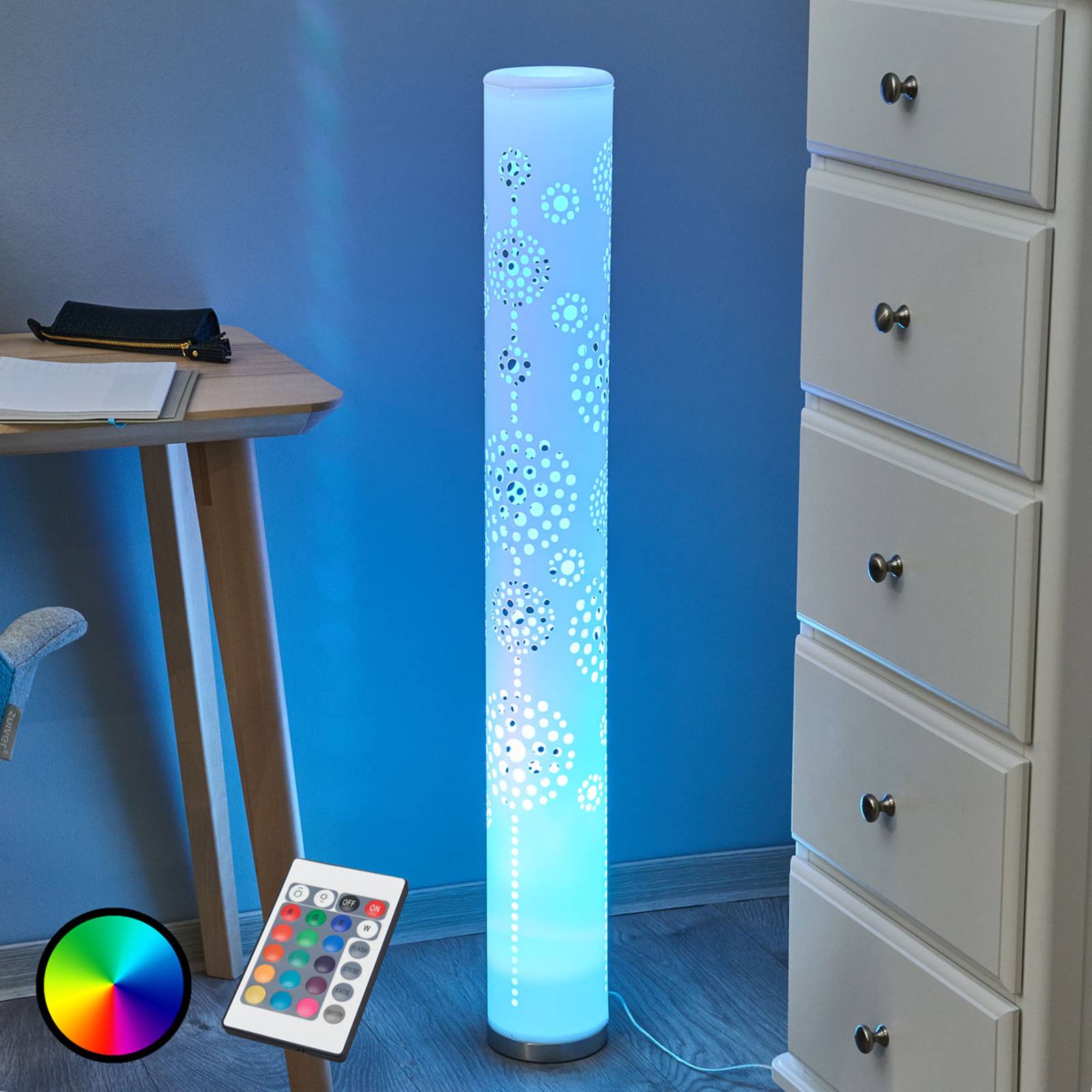 Dekorativ LED-golvlampa Mirella RGB, fjärrkontroll