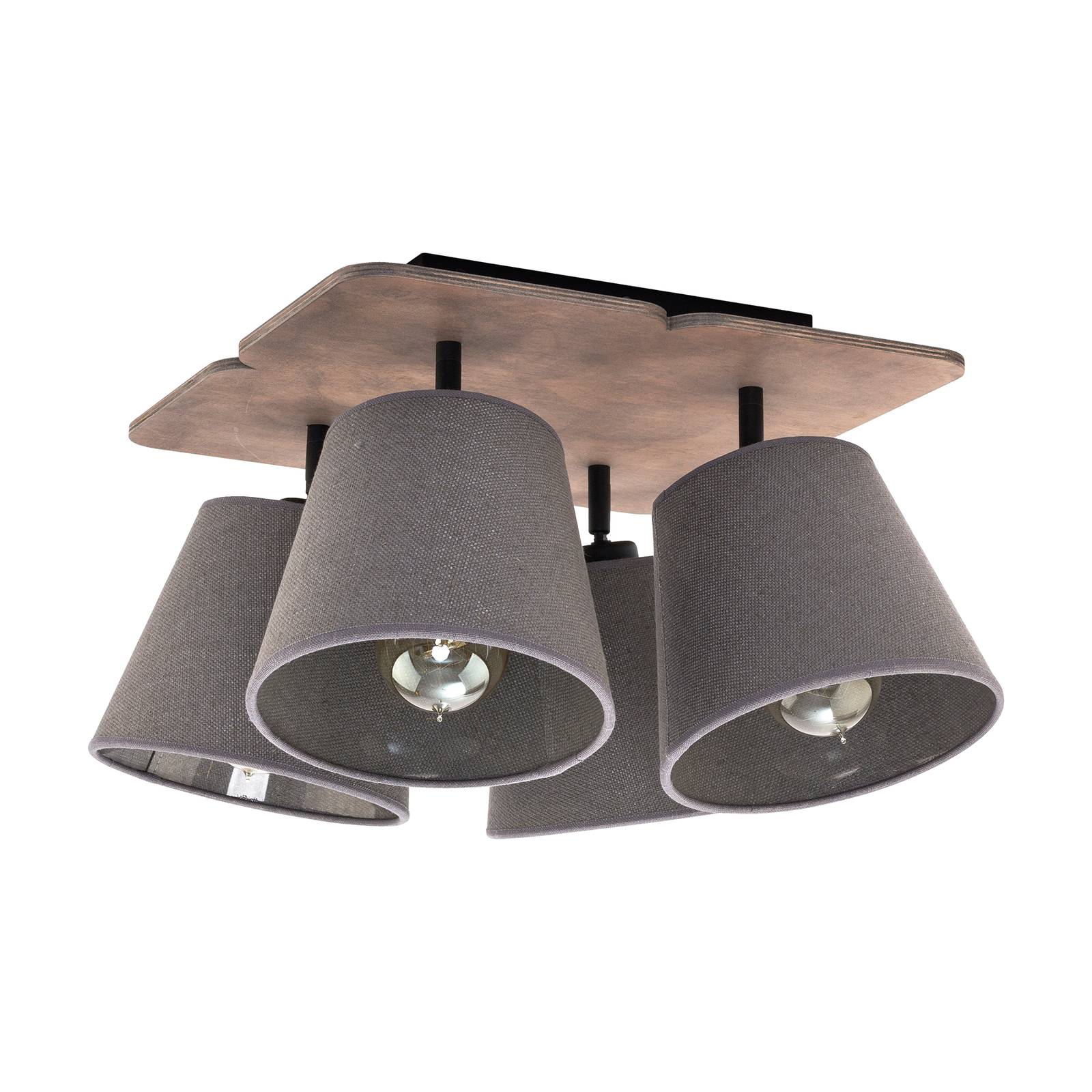 Taklampa Awinion, 4 lampor, brun