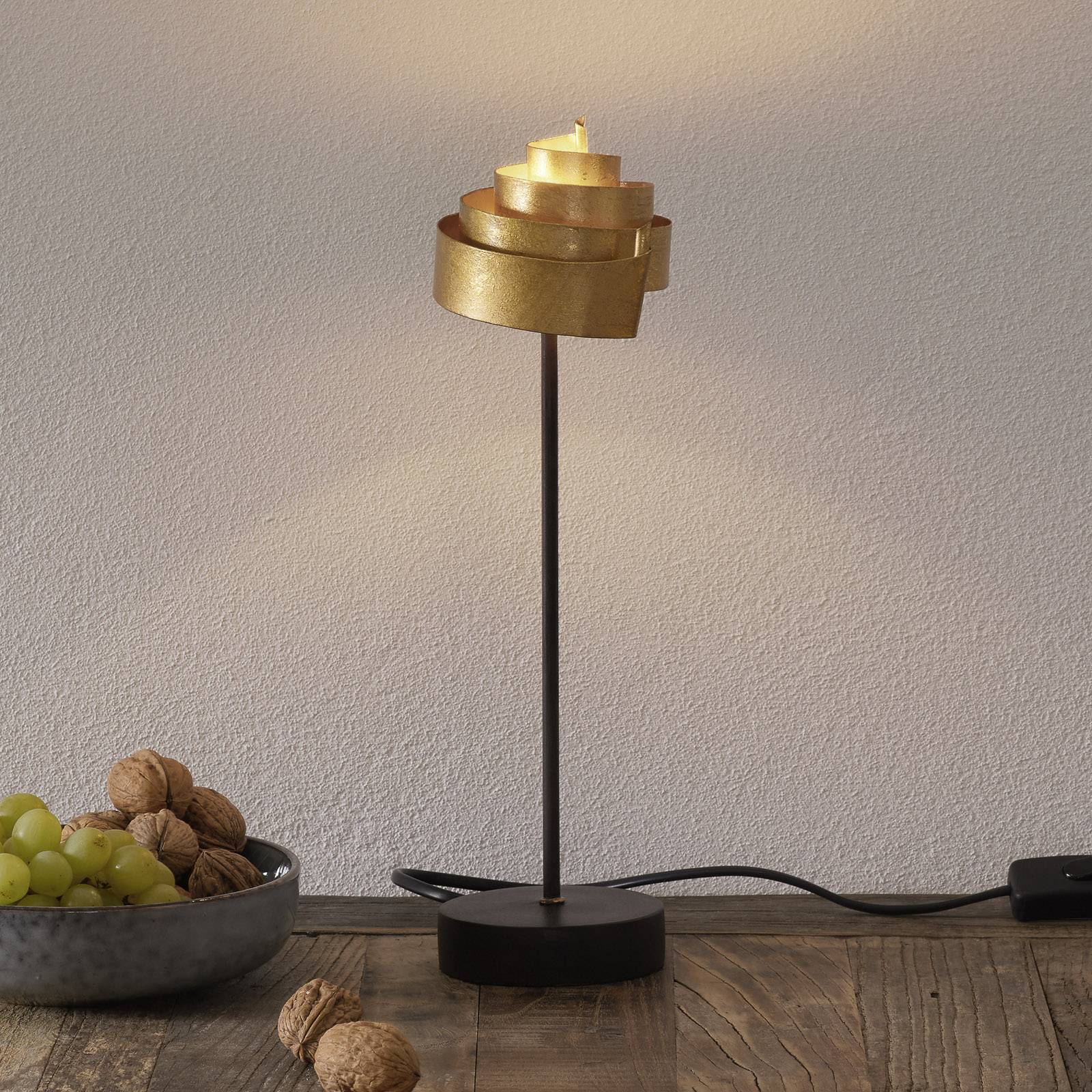 Formskön bordslampa BANDEROLE GOLD av järn
