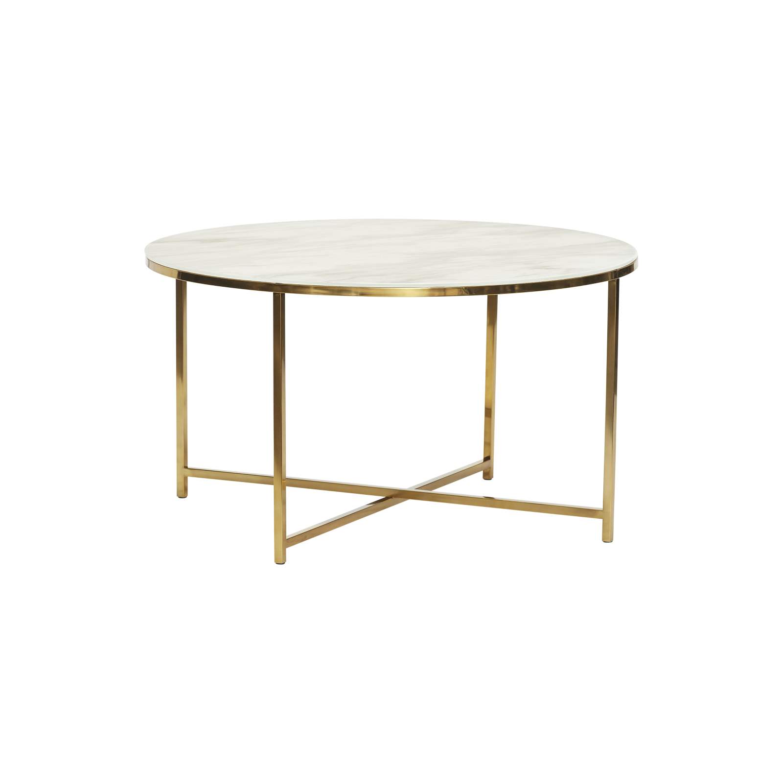 Runt soffbord vit marmorlook / guld, Hubsch