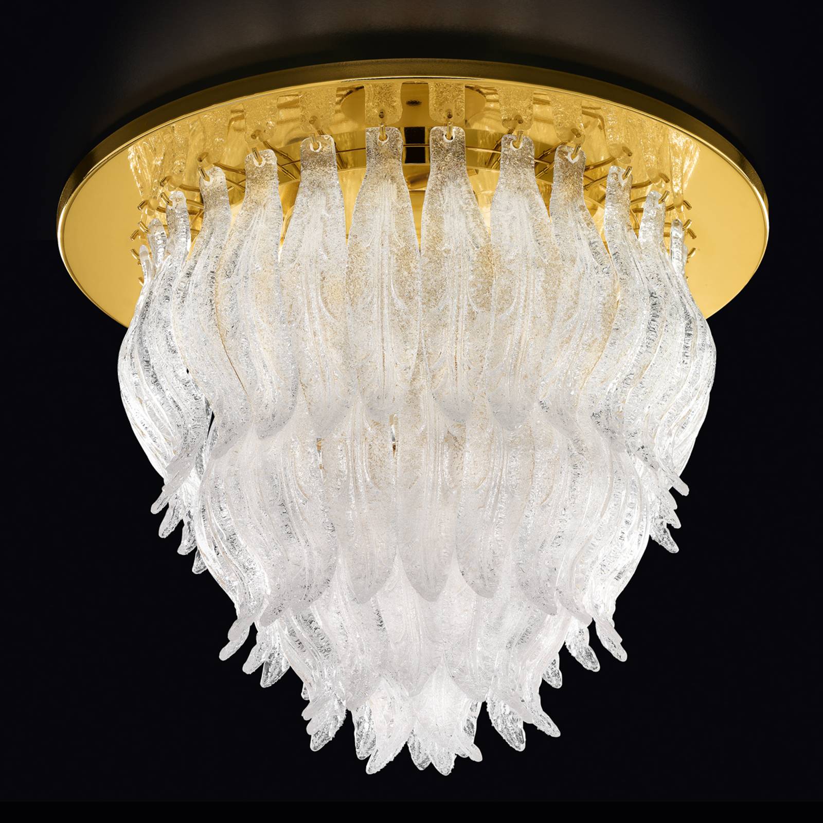 Taklampa Petali med Muranoglas 56 cm guld