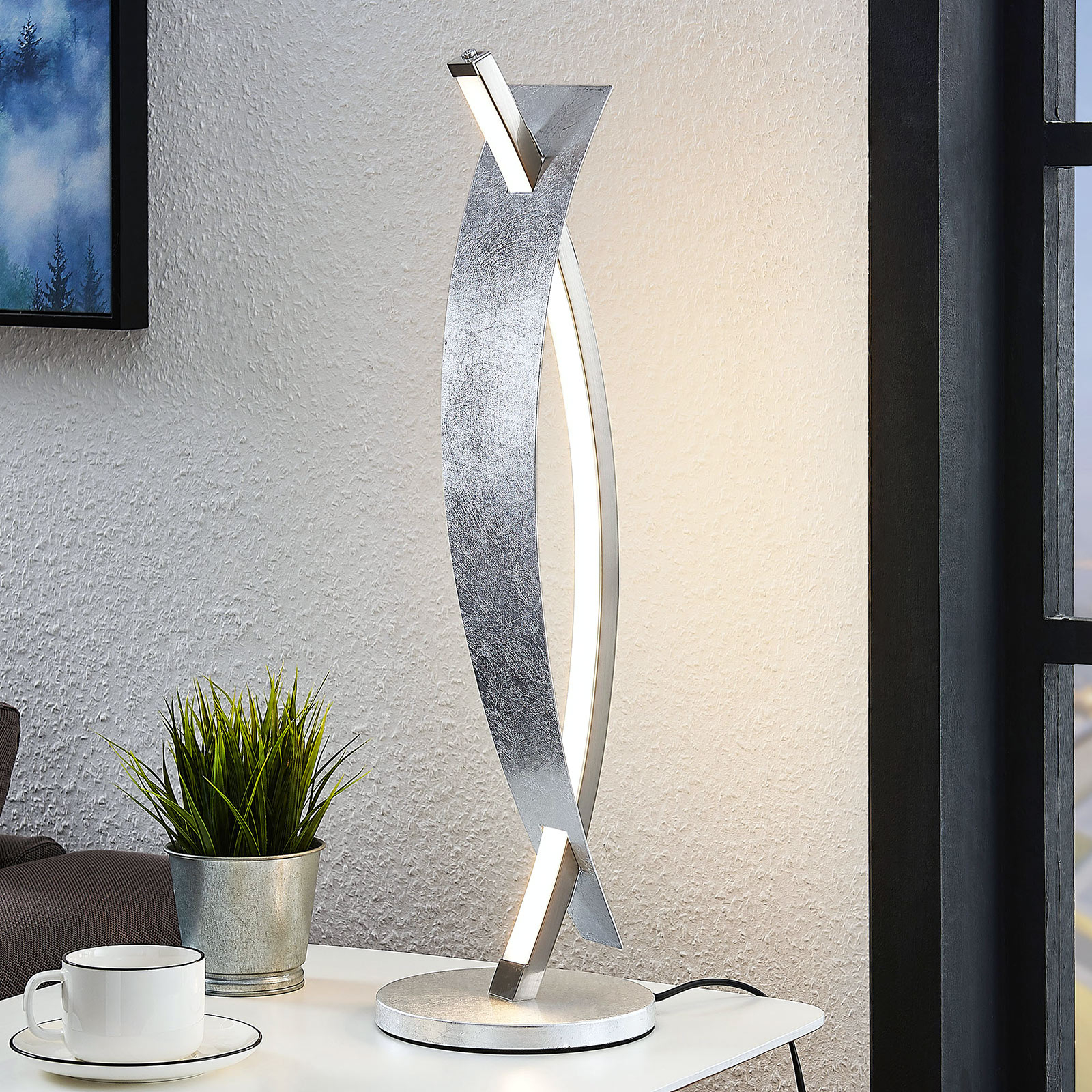 LED-bordslampa Marija i ädel silver-look