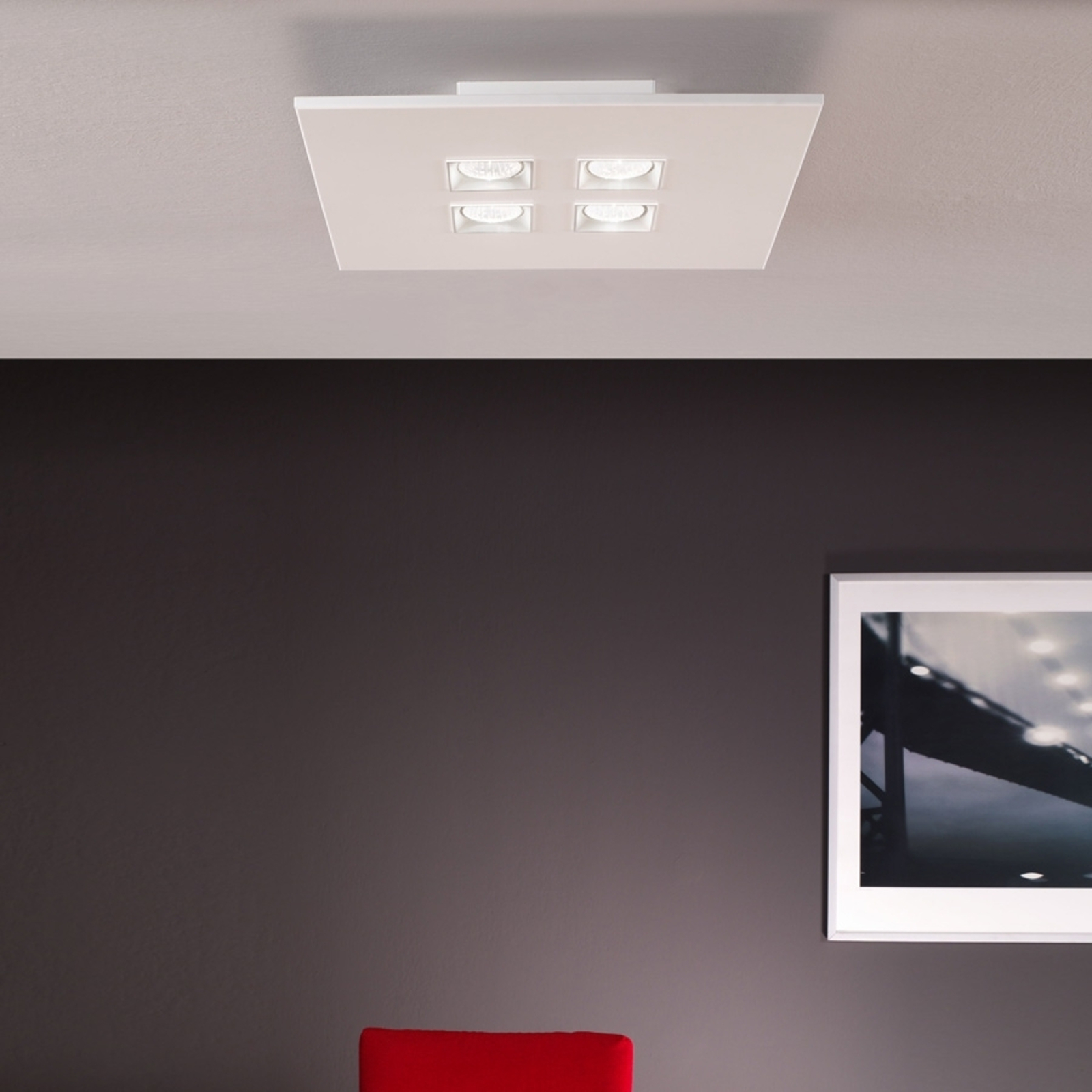 4-lågig plafondlampa Polifemo vit