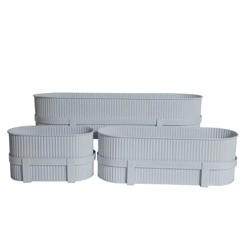 Blomlåda i plåt 3-pack, vit