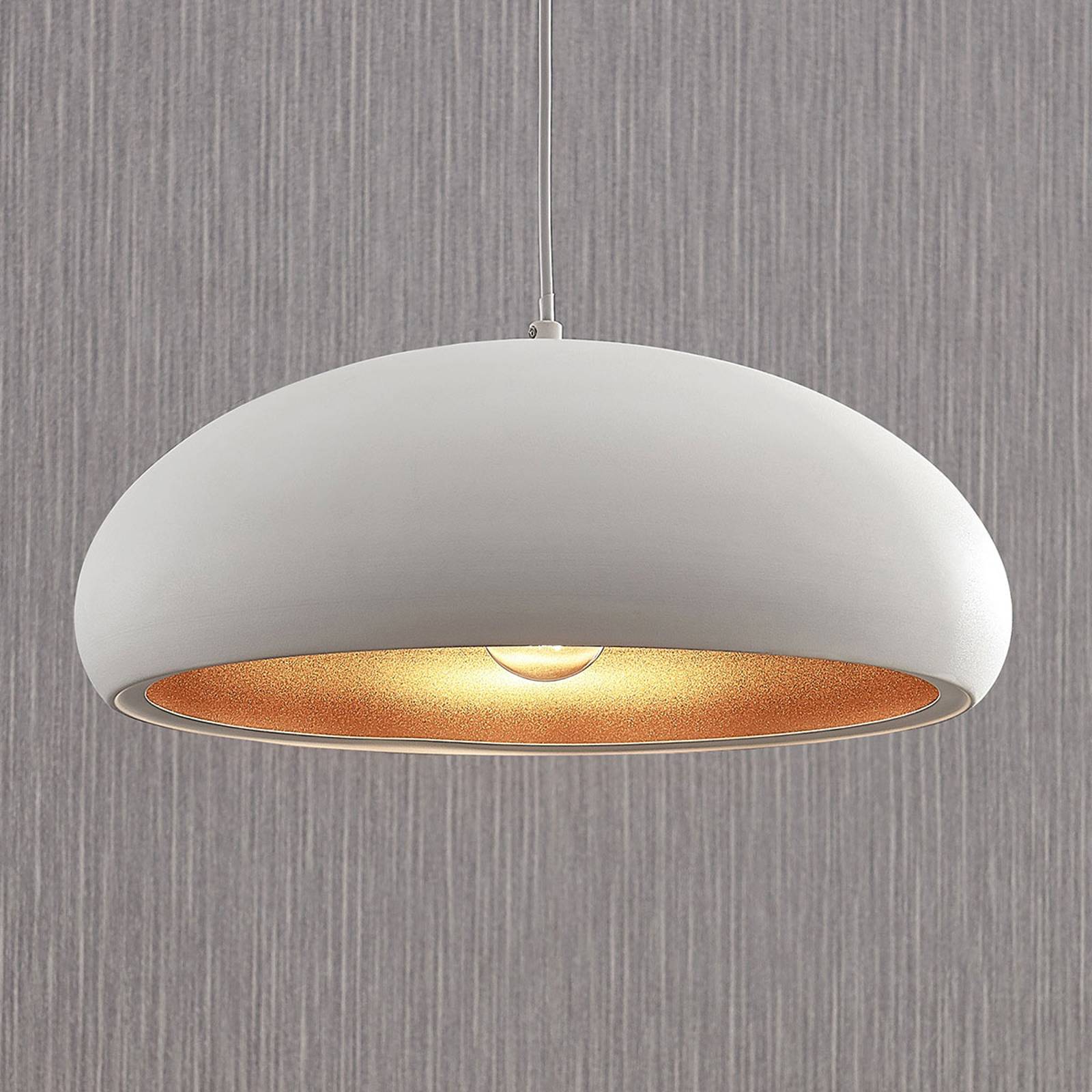 Metall-pendellampa Gerwina, vit-guld