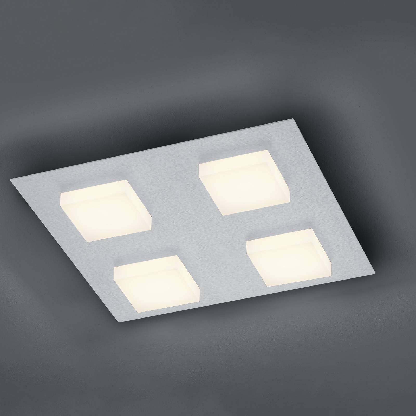 BANKAMP Luno LED-taklampa 4 lampor silver